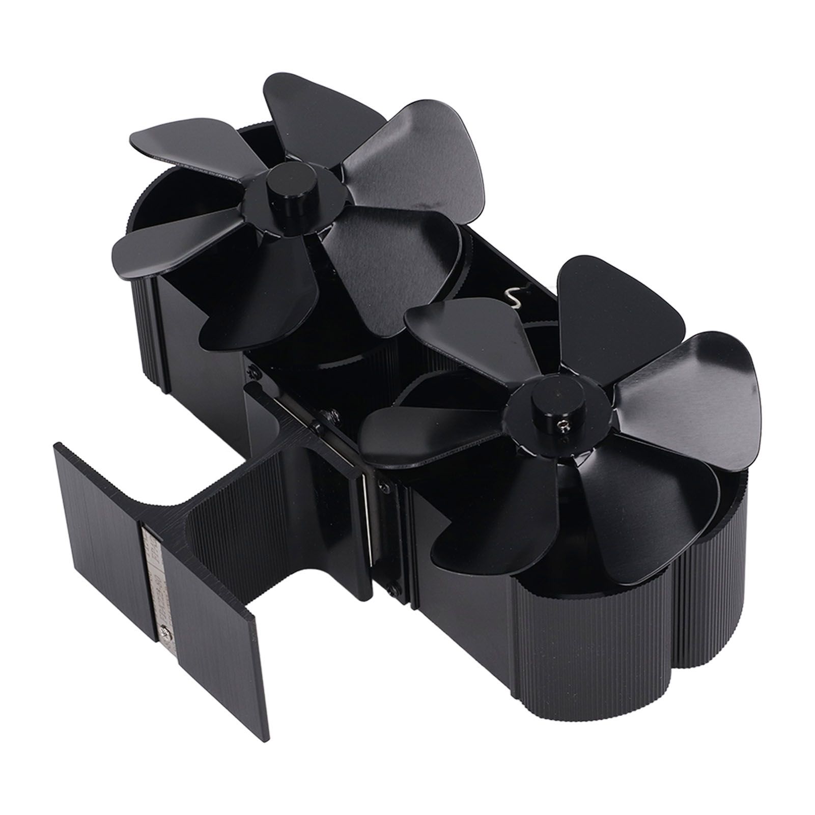 6 Blades Heat Powered Stove Fan Dual Head Fireplace Fan Home Non Electric Fan Black - Image 3