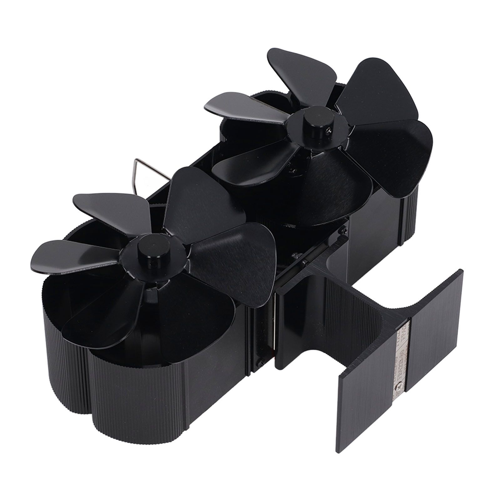 6 Blades Heat Powered Stove Fan Dual Head Fireplace Fan Home Non Electric Fan Black - Image 8