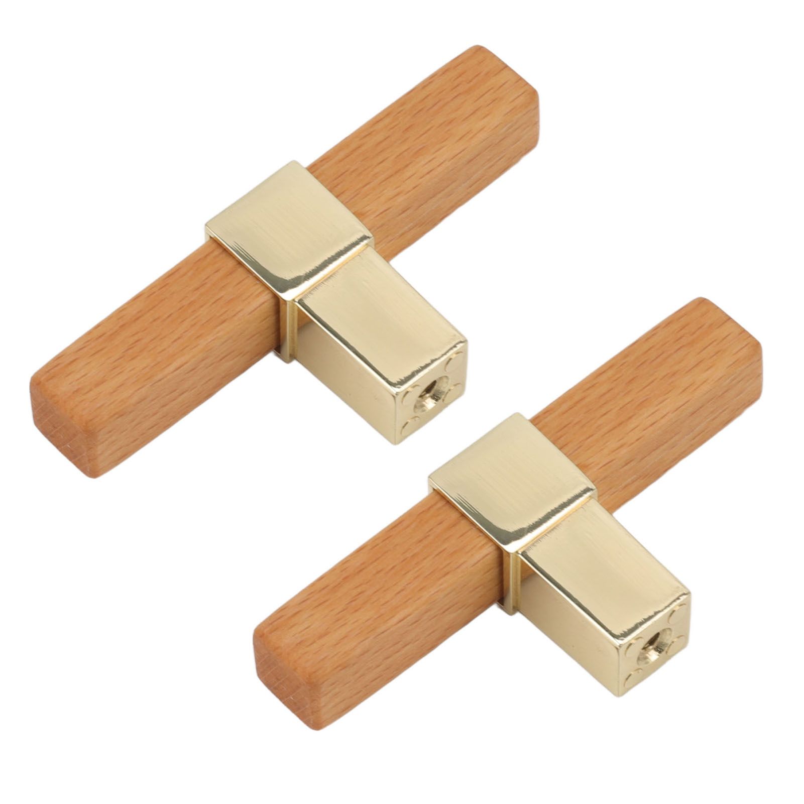 2 Pcs Wooden Cabinet Pulls Single Hole Door Pull Handle Knobs For Kitchen Drawer Cupboard Closet Golden - Image 3