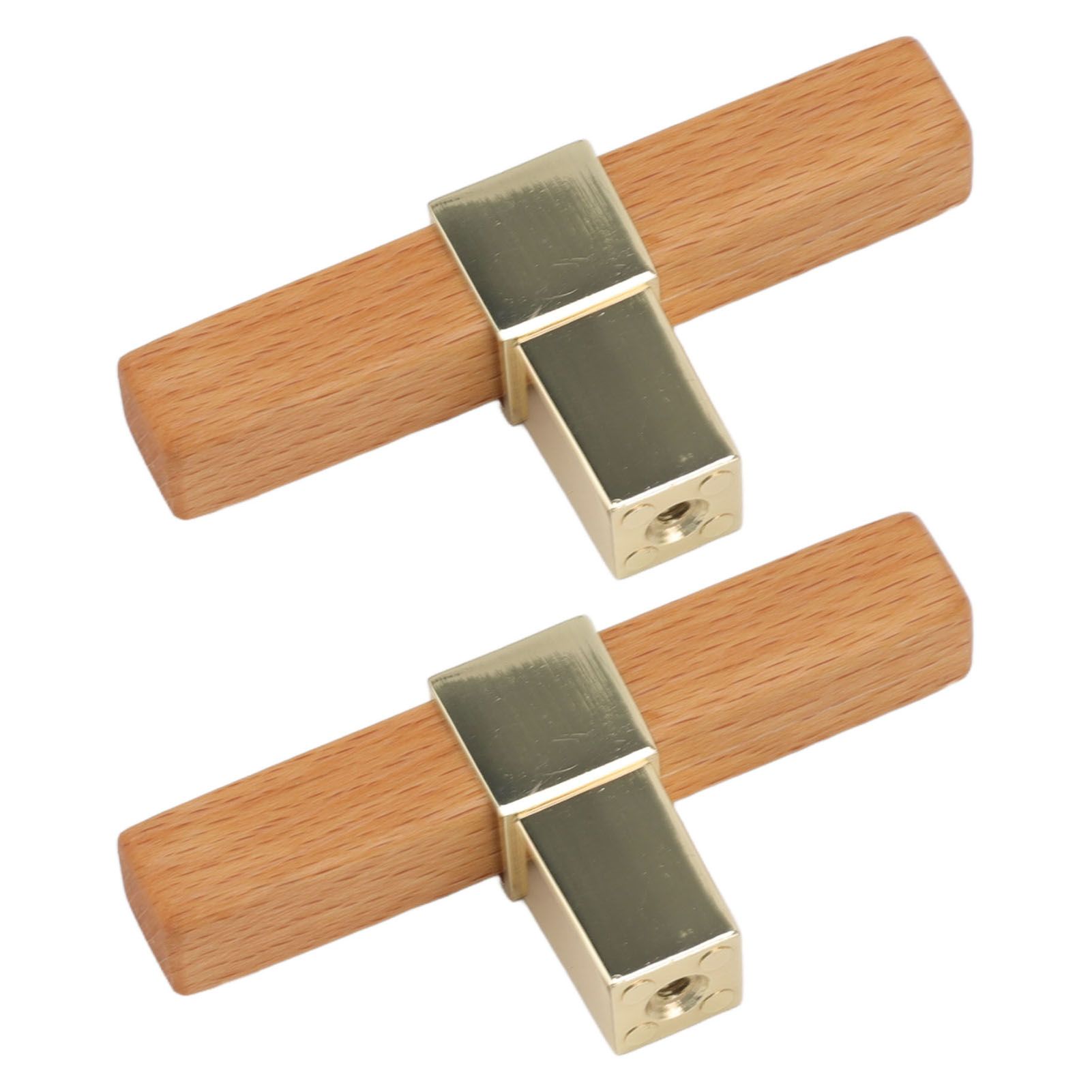 2 Pcs Wooden Cabinet Pulls Single Hole Door Pull Handle Knobs For Kitchen Drawer Cupboard Closet Golden - Image 4