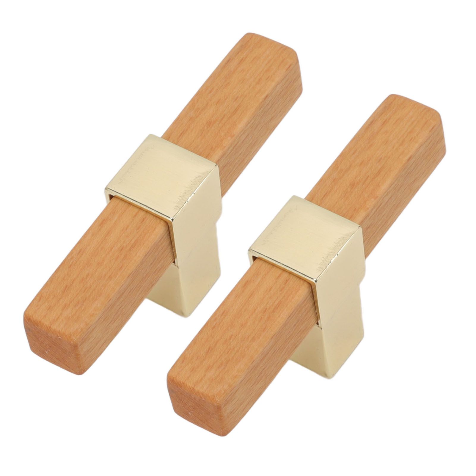 2 Pcs Wooden Cabinet Pulls Single Hole Door Pull Handle Knobs For Kitchen Drawer Cupboard Closet Golden - Image 5