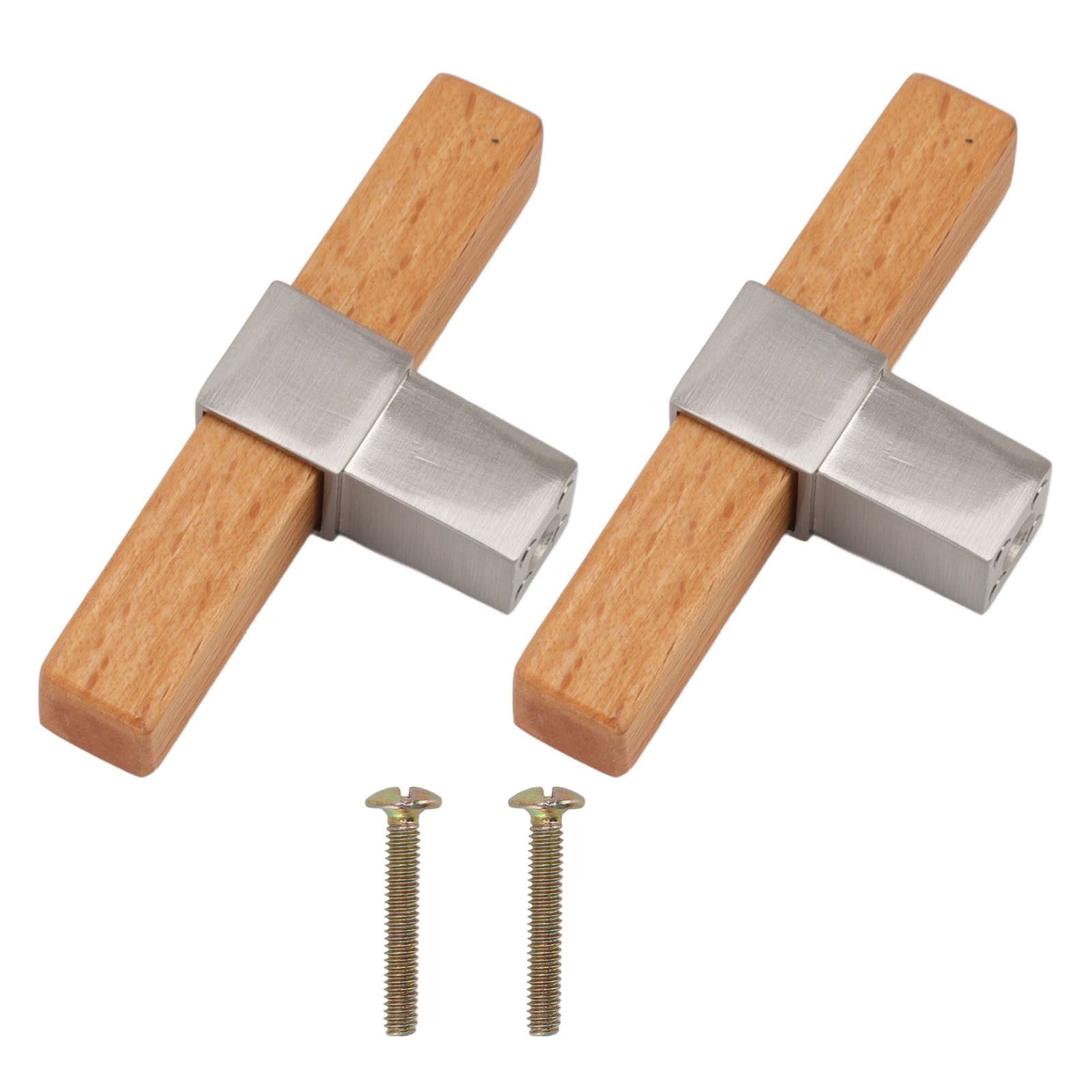 2 Pcs Wooden Cabinet Pulls Single Hole Door Pull Handle Knobs For Kitchen Drawer Cupboard Closet Brushed Silver - Image 1