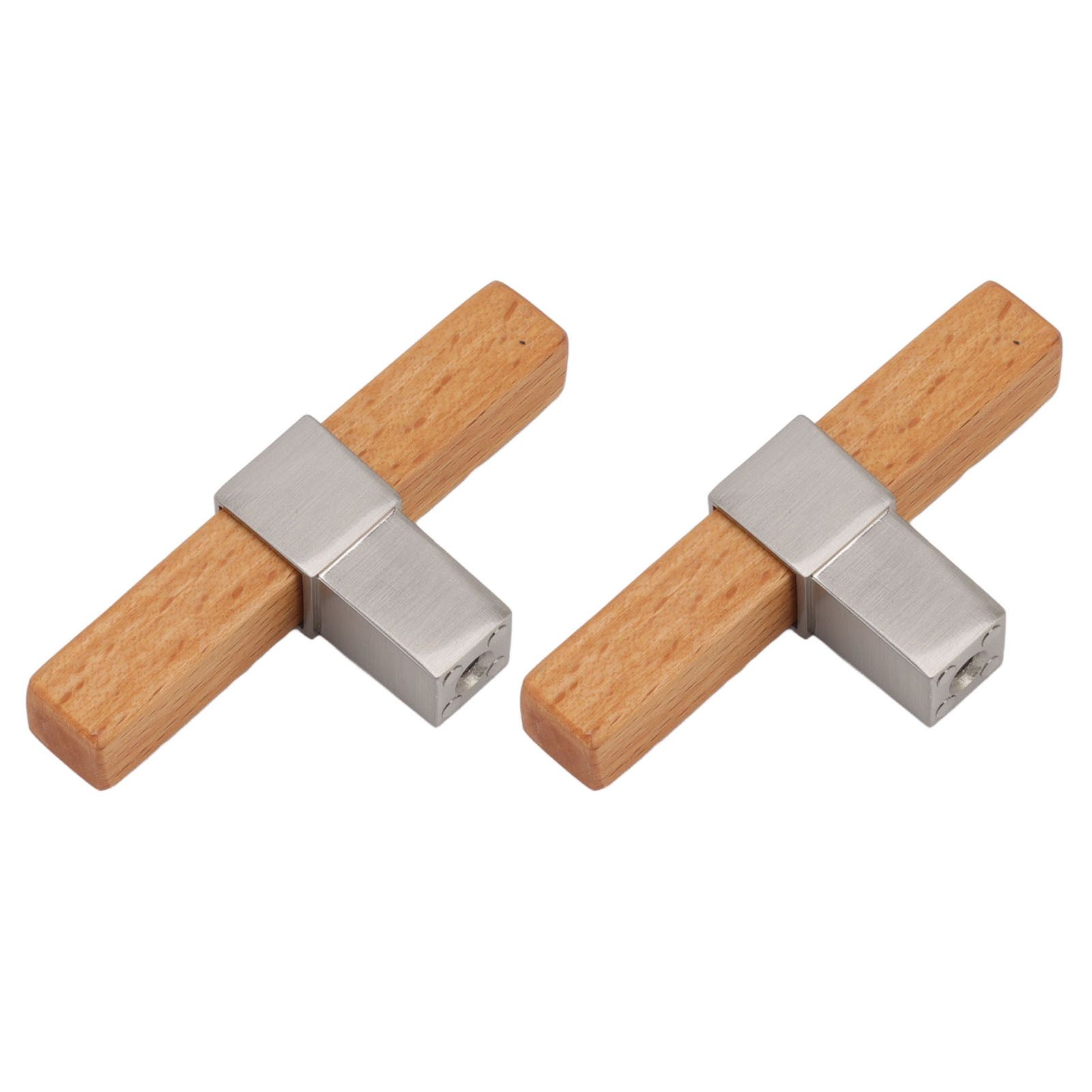 2 Pcs Wooden Cabinet Pulls Single Hole Door Pull Handle Knobs For Kitchen Drawer Cupboard Closet Brushed Silver - Image 2