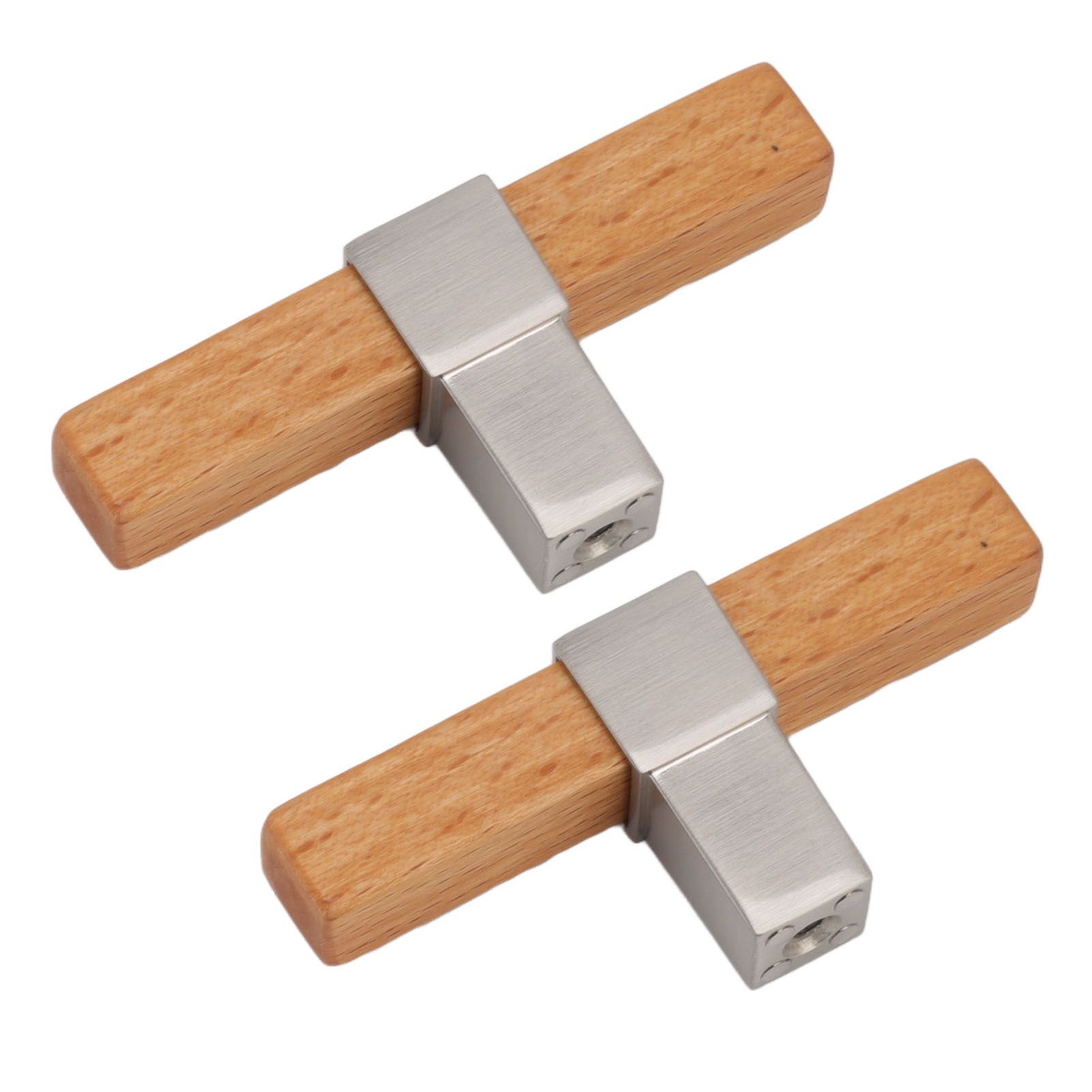 2 Pcs Wooden Cabinet Pulls Single Hole Door Pull Handle Knobs For Kitchen Drawer Cupboard Closet Brushed Silver - Image 3
