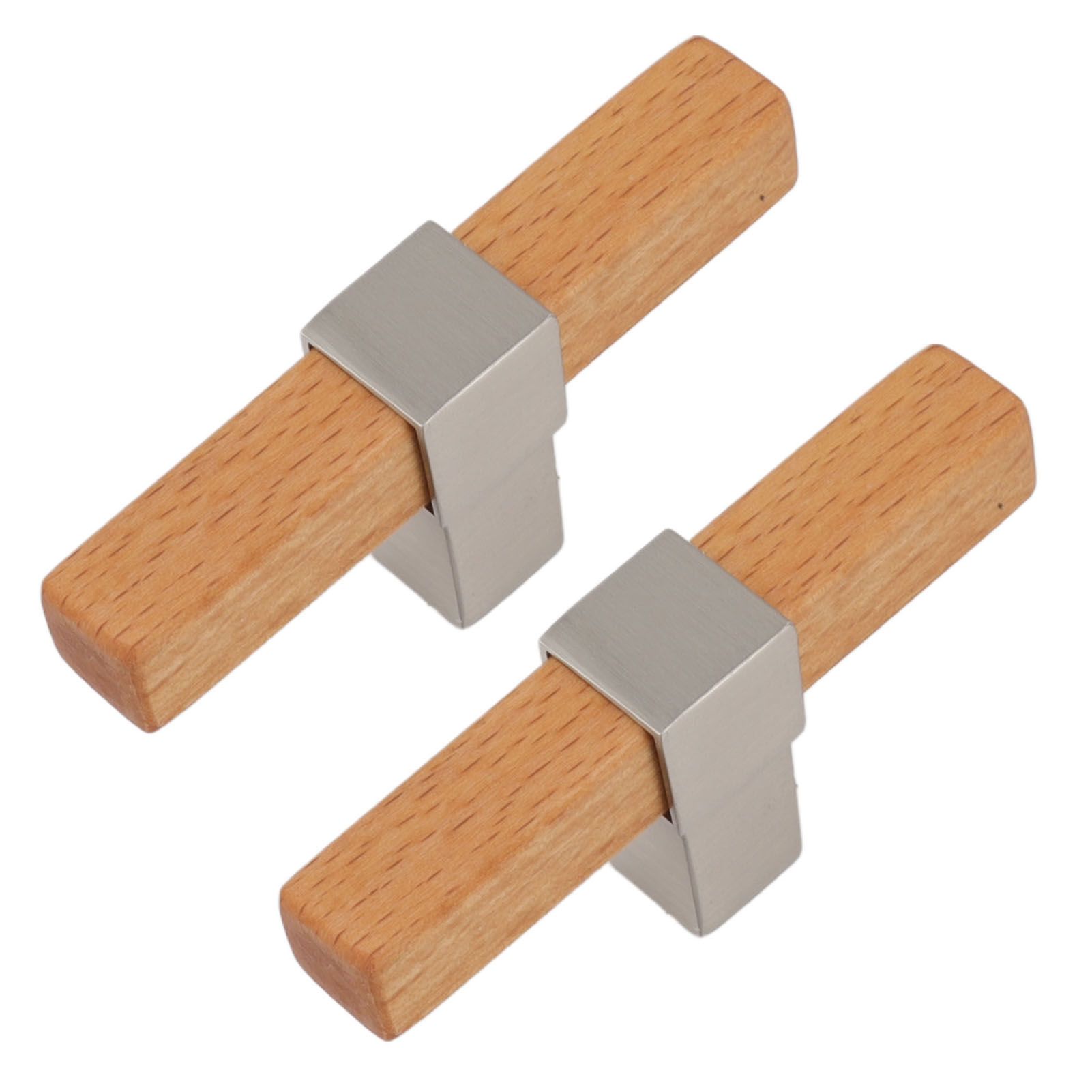 2 Pcs Wooden Cabinet Pulls Single Hole Door Pull Handle Knobs For Kitchen Drawer Cupboard Closet Brushed Silver - Image 4