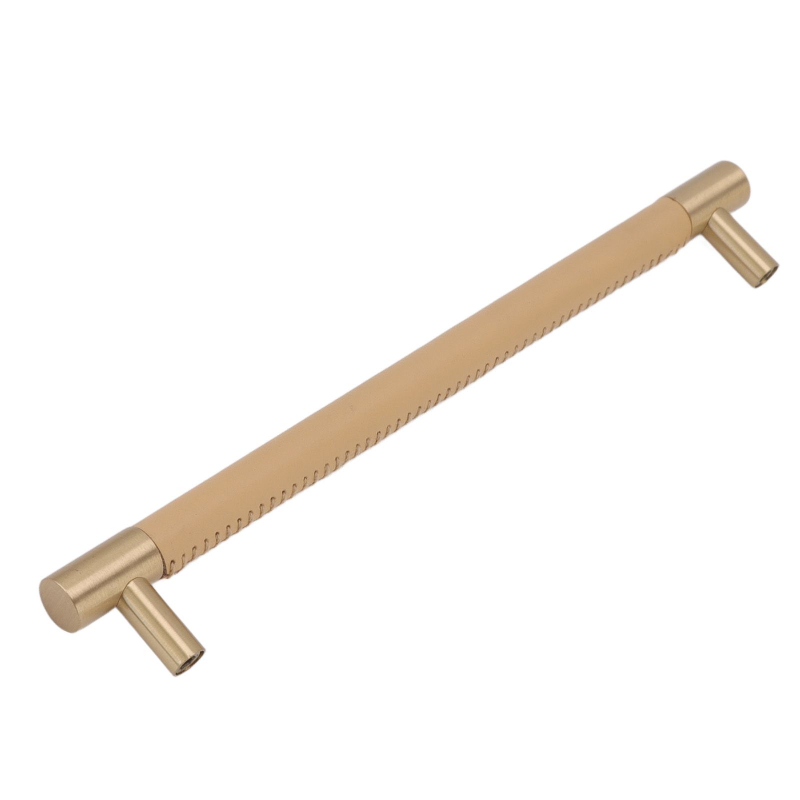 Cabinet Door Handle 224MM Hole Pitch Leather Brass Light Luxury Cupboard Bar Pull Handle for Home Wardrobe Drawer Beige - Image 2