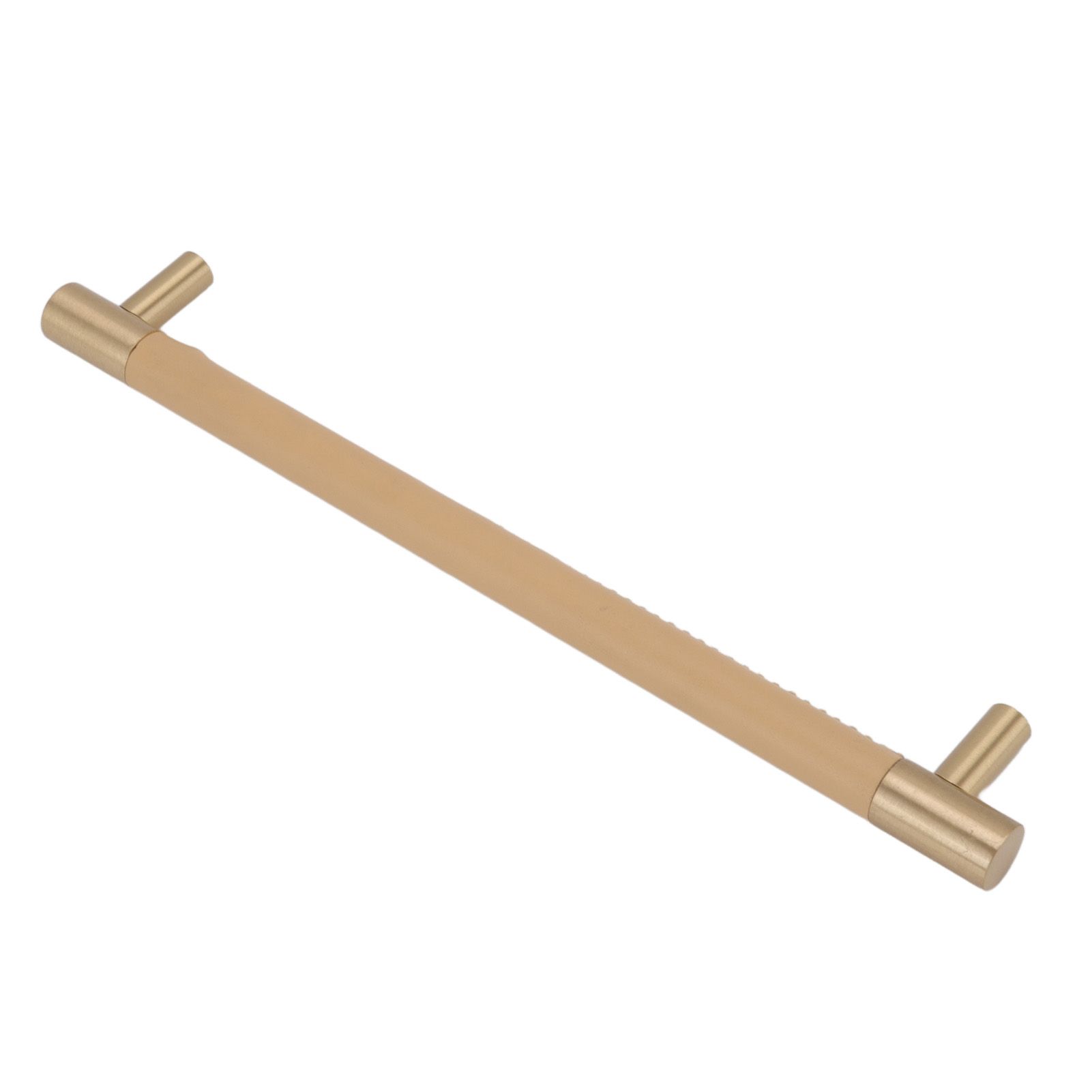 Cabinet Door Handle 224MM Hole Pitch Leather Brass Light Luxury Cupboard Bar Pull Handle for Home Wardrobe Drawer Beige - Image 3