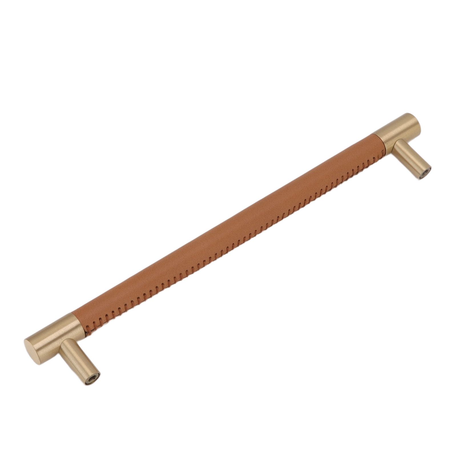 Cabinet Door Handle 224MM Hole Pitch Leather Brass Light Luxury Cupboard Bar Pull Handle for Home Wardrobe Drawer Light Brown - Image 5