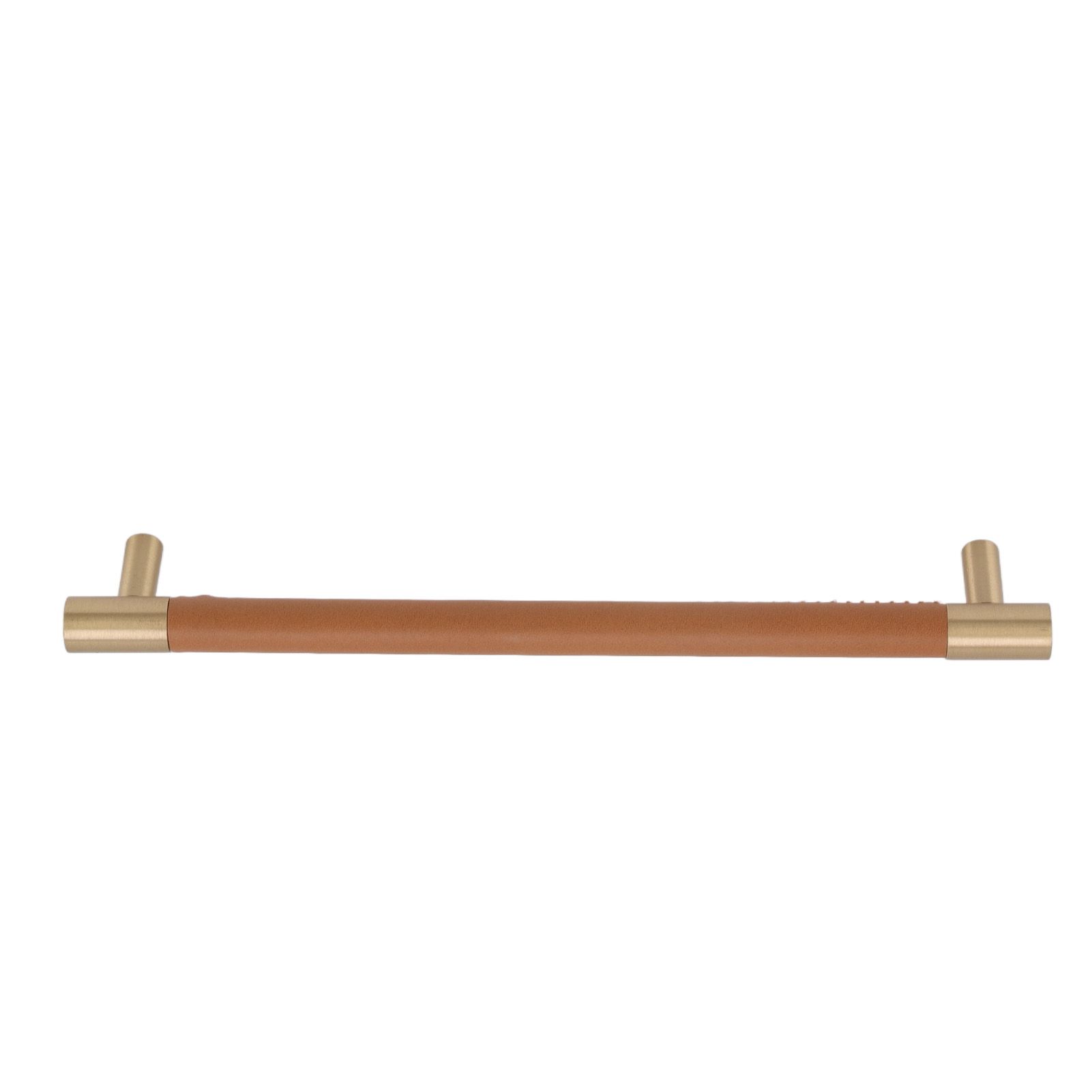 Cabinet Door Handle 224MM Hole Pitch Leather Brass Light Luxury Cupboard Bar Pull Handle for Home Wardrobe Drawer Light Brown - Image 6