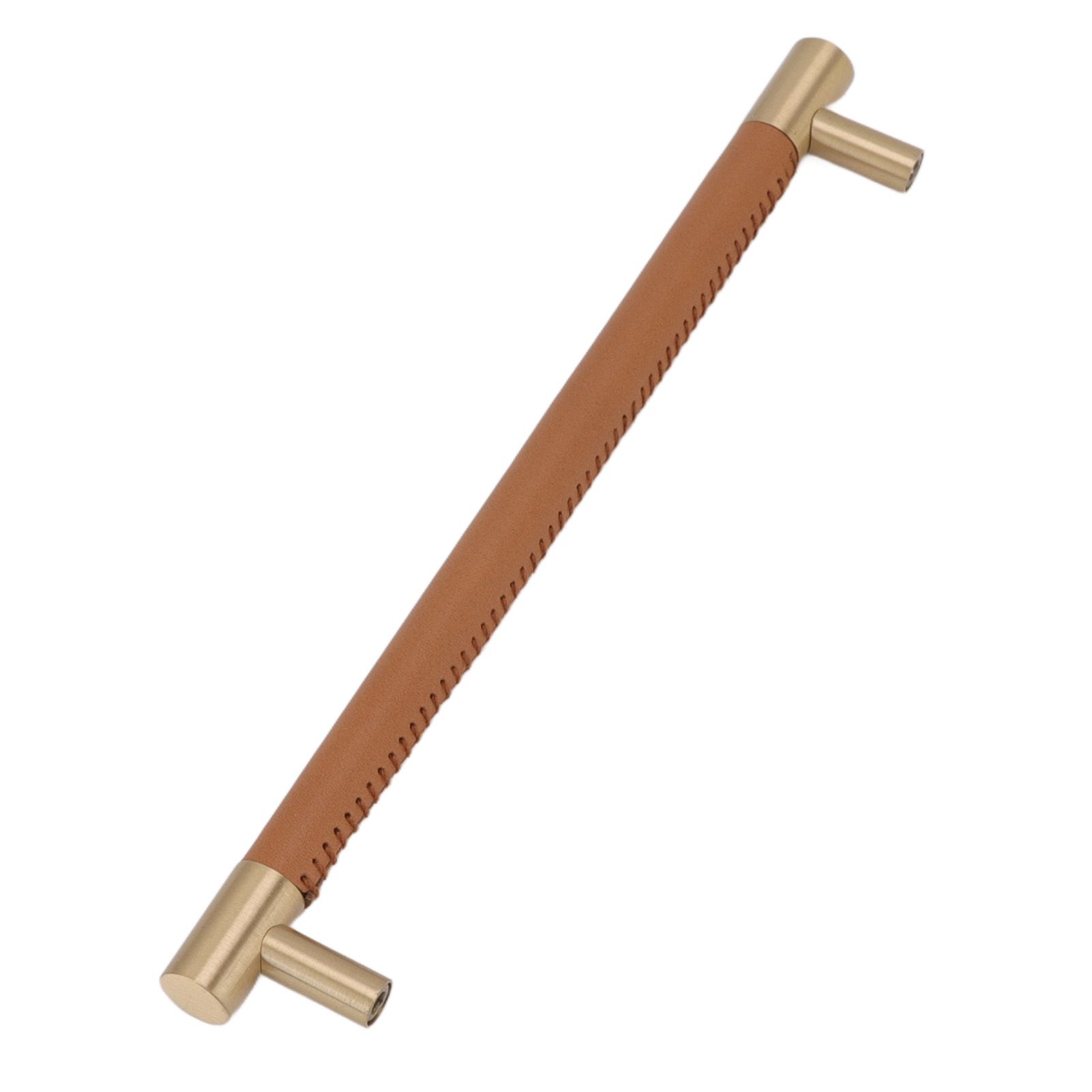 Cabinet Door Handle 224MM Hole Pitch Leather Brass Light Luxury Cupboard Bar Pull Handle for Home Wardrobe Drawer Light Brown - Image 8