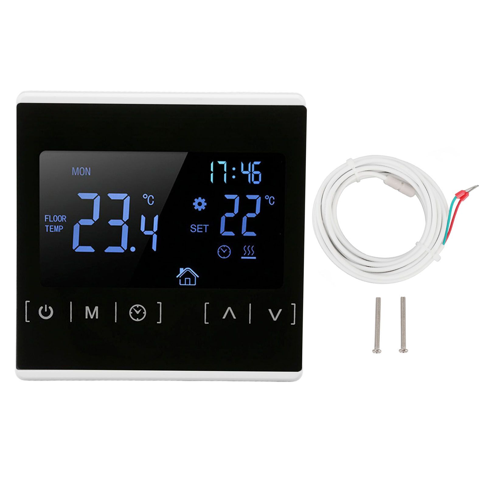 Smart Thermostat Backlit Touch Screen Dual Control Temperature Controller for Floor Heating High Power AC 85V‑240V White - Image 1