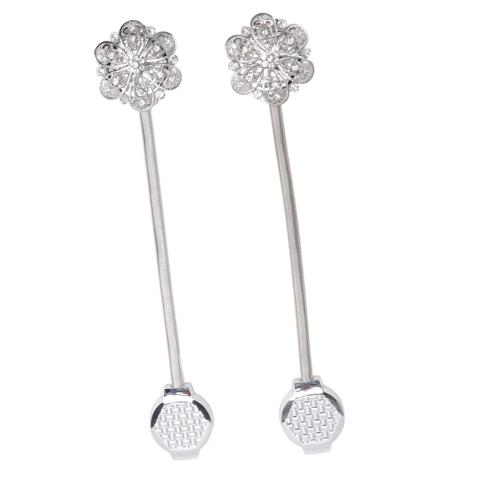 2Pcs Crystal Curtain Magnetic Tieback Stainless Steel Elegant Flower Curtain Clips Buckle for Living Room Bedroom - Image 5