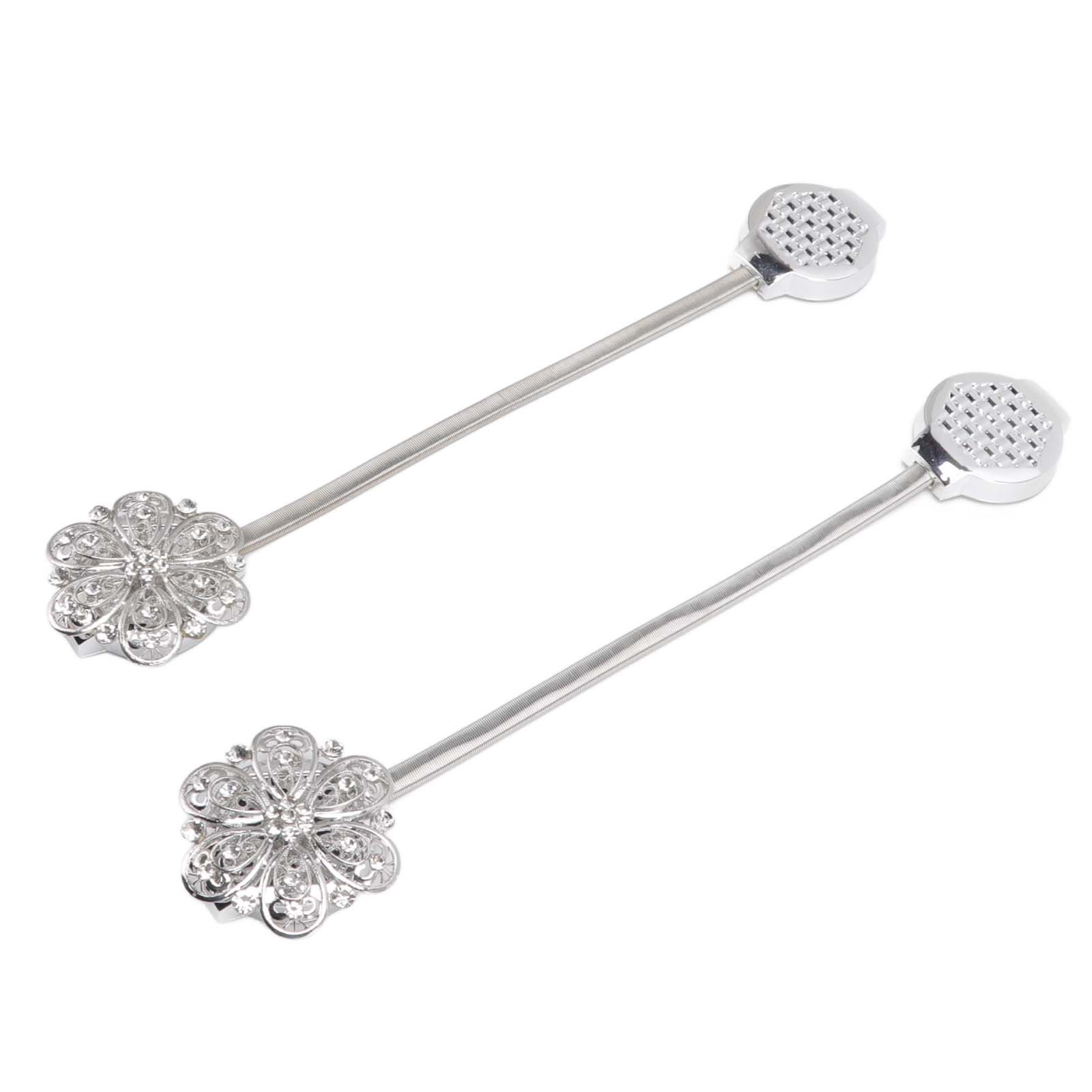 2Pcs Crystal Curtain Magnetic Tieback Stainless Steel Elegant Flower Curtain Clips Buckle for Living Room Bedroom - Image 6