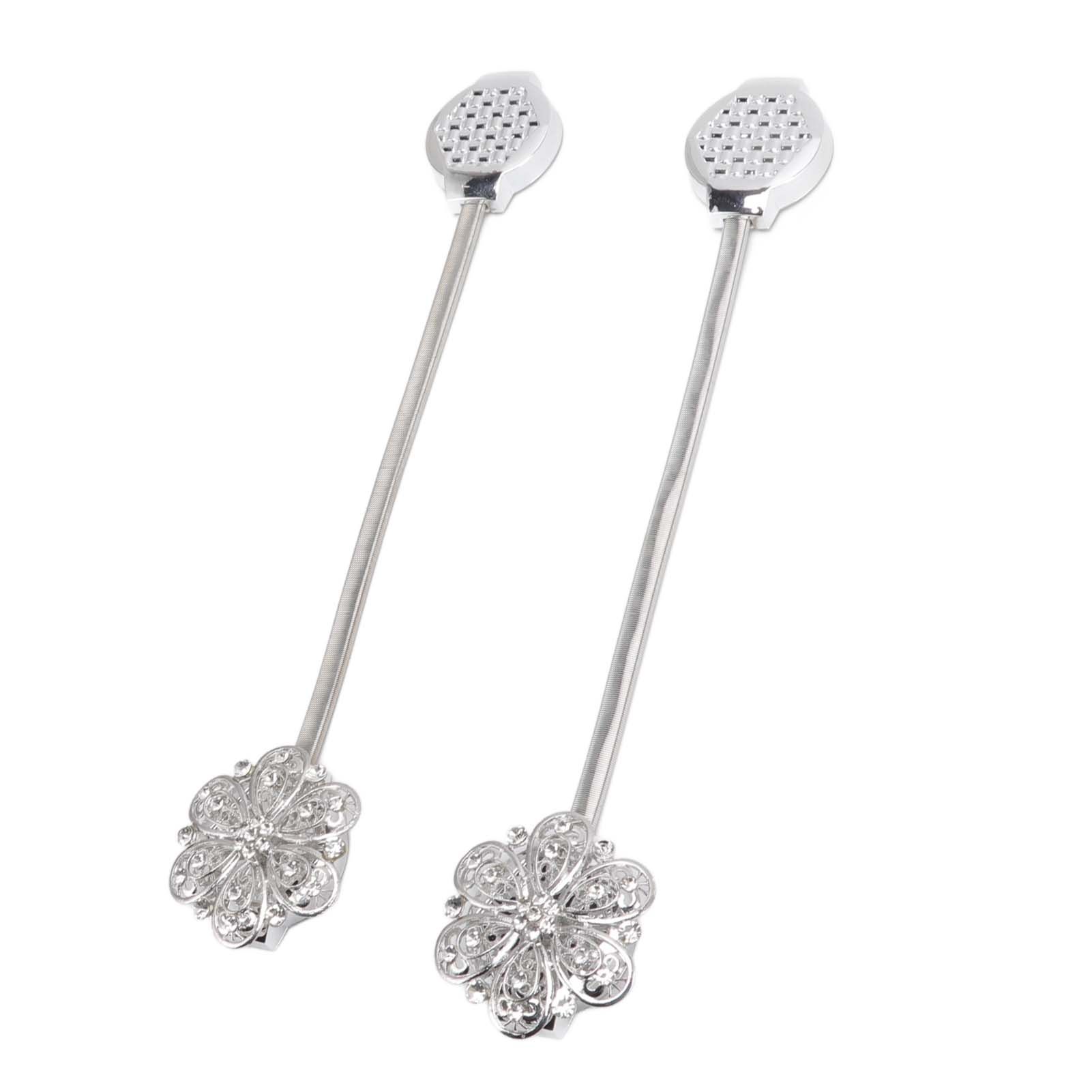 2Pcs Crystal Curtain Magnetic Tieback Stainless Steel Elegant Flower Curtain Clips Buckle for Living Room Bedroom - Image 7