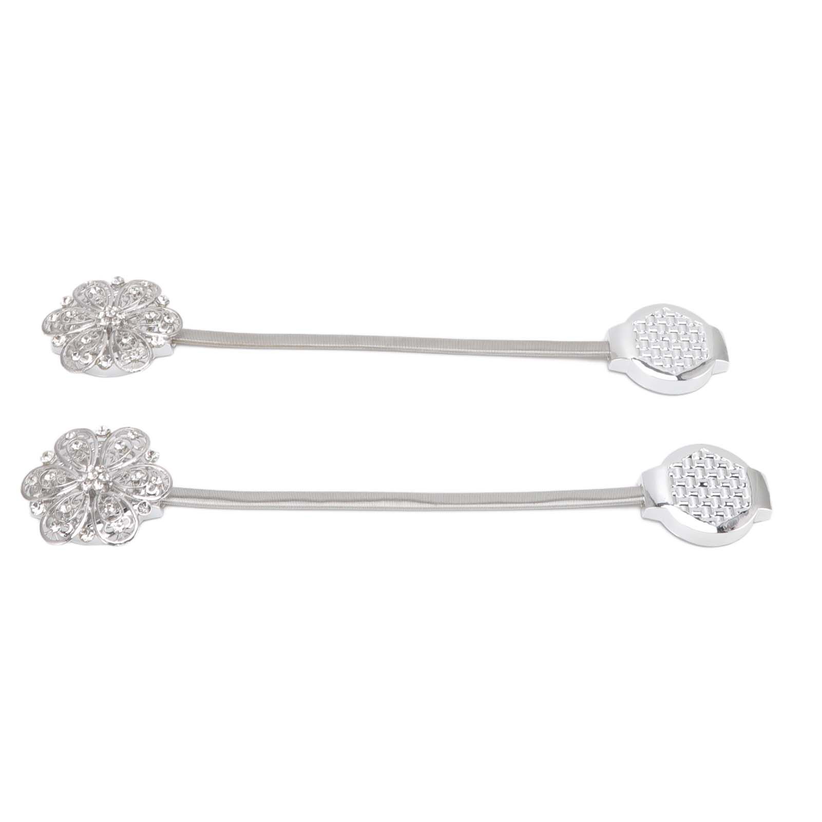 2Pcs Crystal Curtain Magnetic Tieback Stainless Steel Elegant Flower Curtain Clips Buckle for Living Room Bedroom - Image 8