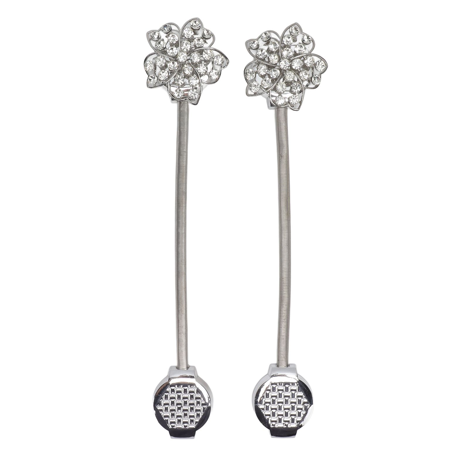 2Pcs Magnetic Curtain Tiebacks Stretchy Sparkling Crystal Flower Curtain Buckle Clips Stainless Wire Curtain Bind - Image 1
