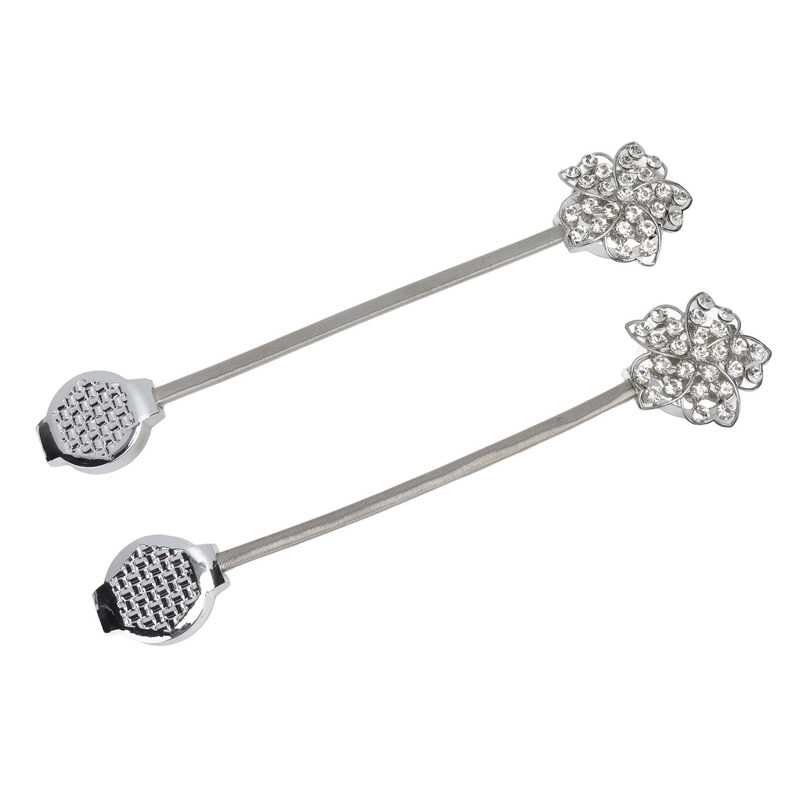 2Pcs Magnetic Curtain Tiebacks Stretchy Sparkling Crystal Flower Curtain Buckle Clips Stainless Wire Curtain Bind - Image 6