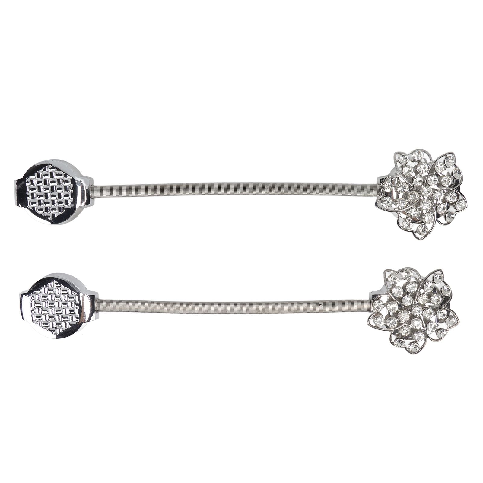 2Pcs Magnetic Curtain Tiebacks Stretchy Sparkling Crystal Flower Curtain Buckle Clips Stainless Wire Curtain Bind - Image 8