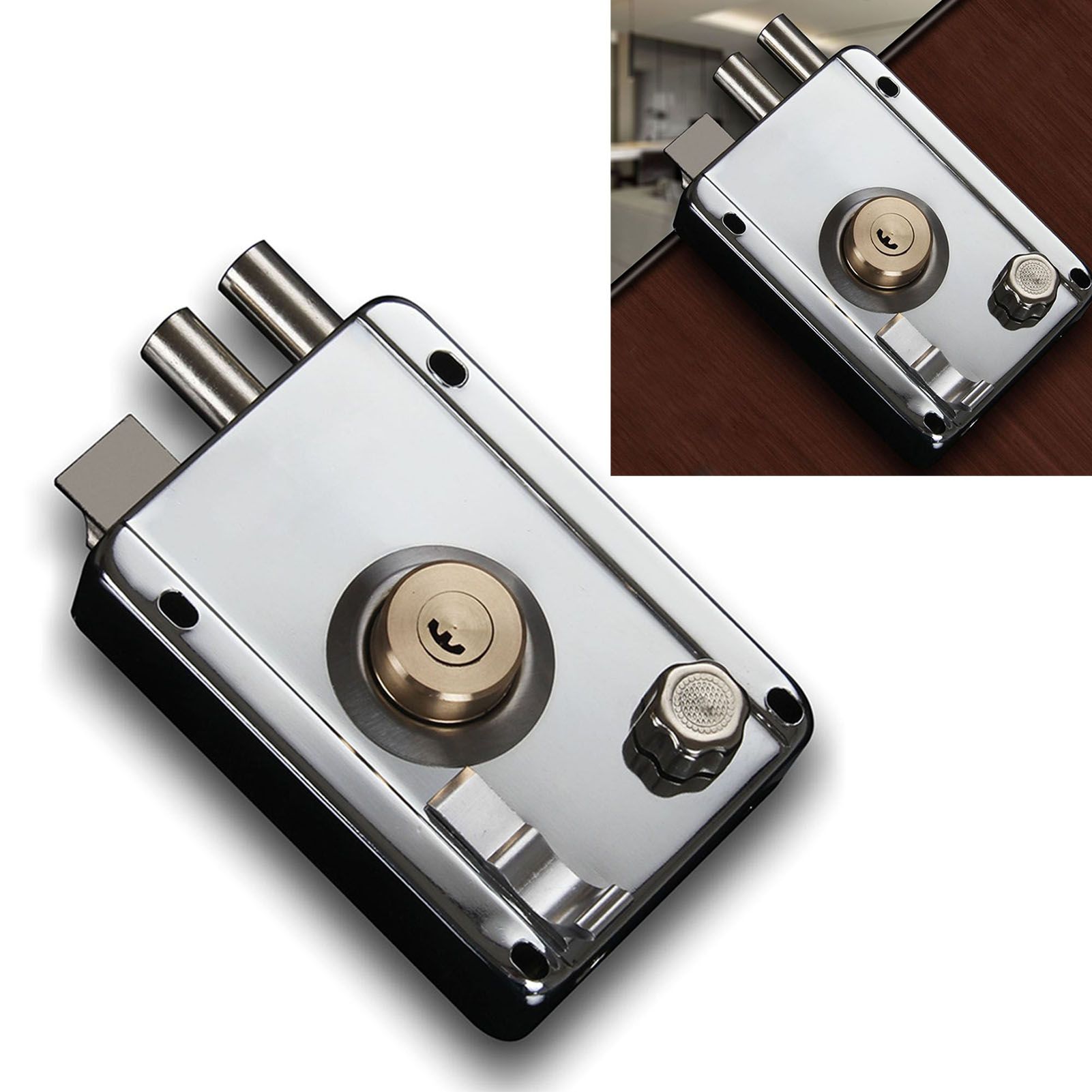 Exterior Gate Lock Stainless Steel Copper Lock Core Left Open with Edge Security Prevent Theft Old Gate Lock - Image 3