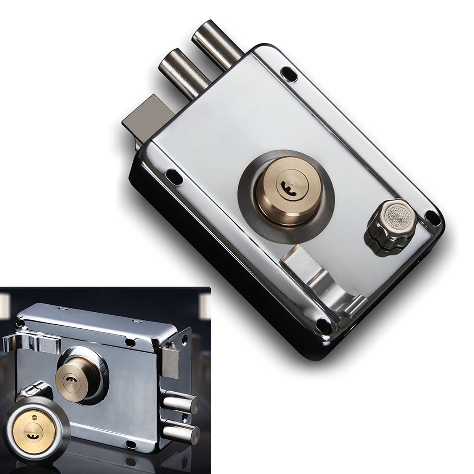 Exterior Gate Lock Stainless Steel Copper Lock Core Left Open with Edge Security Prevent Theft Old Gate Lock - Image 4