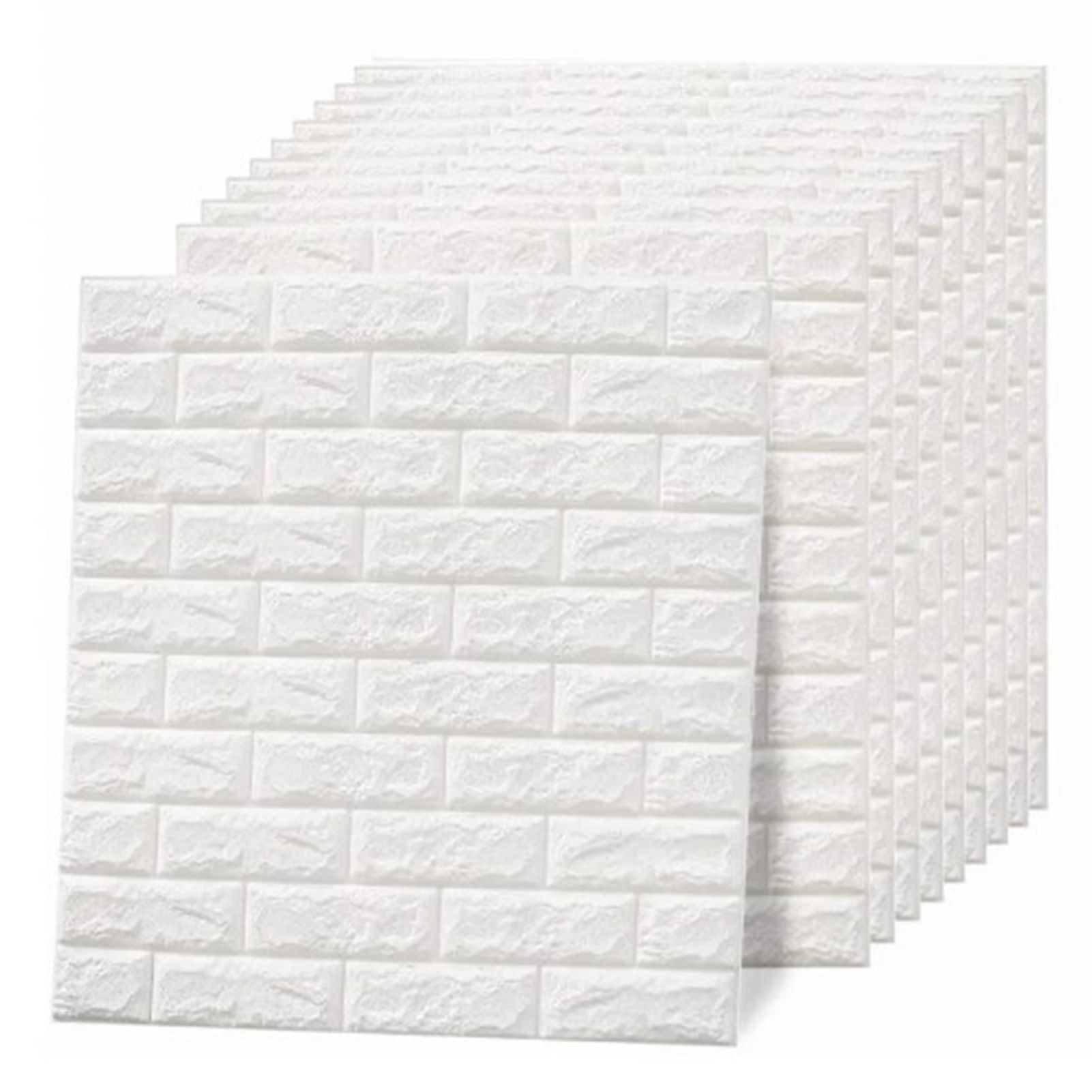3D Wallpaper Self Adhesive Waterproof Cuttable Odorless Faux Brick Wall Panel for Living Room Bedroom White 10pcs - Image 1