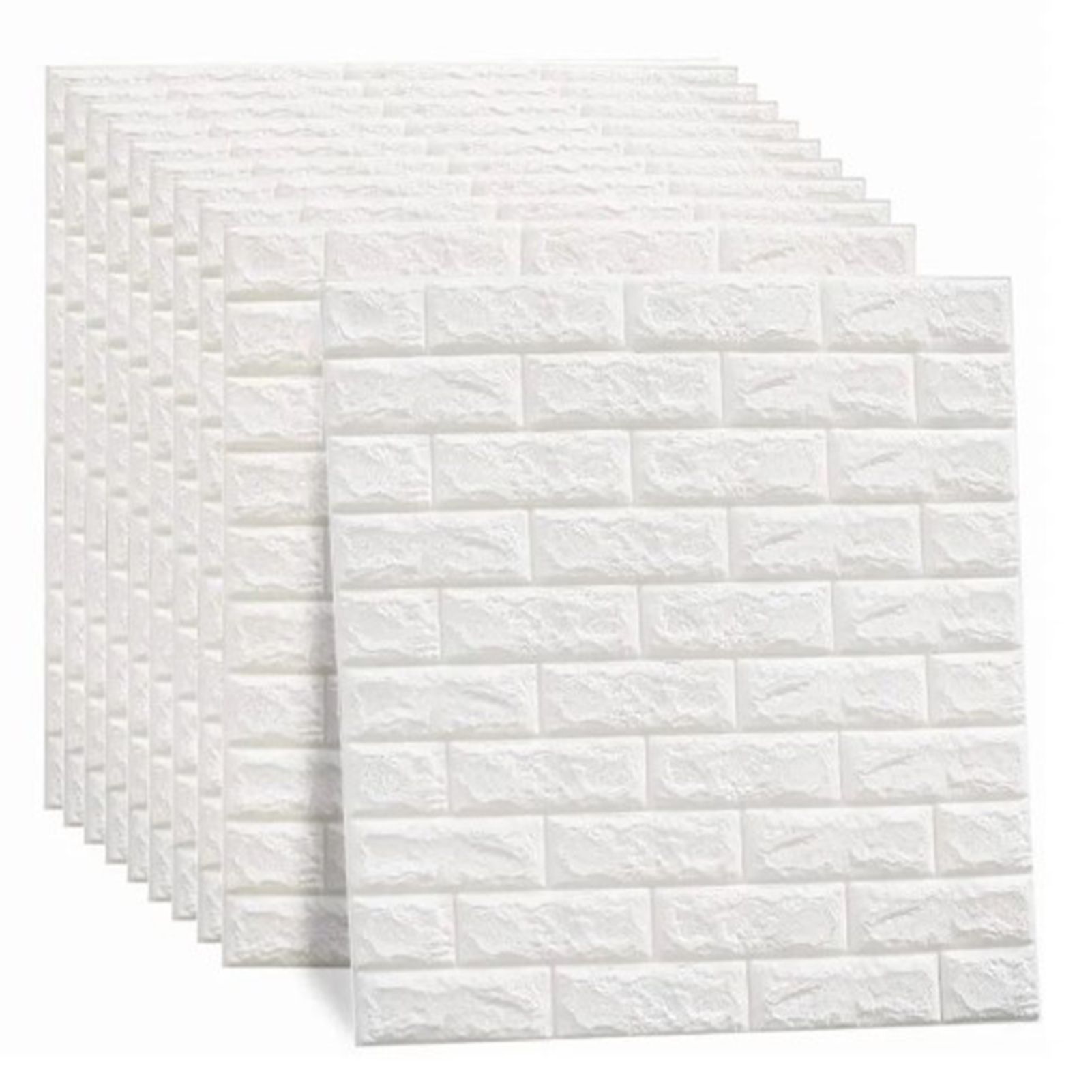 3D Wallpaper Self Adhesive Waterproof Cuttable Odorless Faux Brick Wall Panel for Living Room Bedroom White 10pcs - Image 2