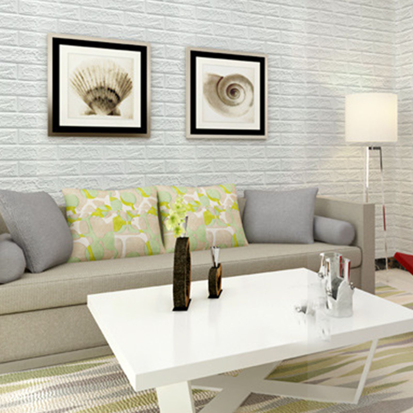 3D Wallpaper Self Adhesive Waterproof Cuttable Odorless Faux Brick Wall Panel for Living Room Bedroom White 10pcs - Image 6