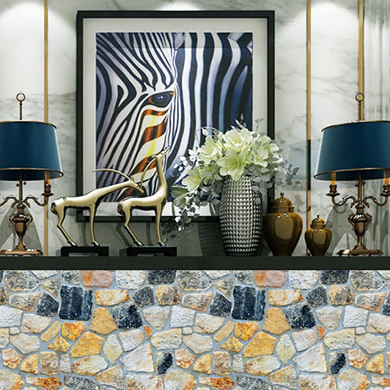45cmx10m Simulated Stone Wallpaper Home Brick Grain Wall Sticker Colorful Rock Pattern - Image 6