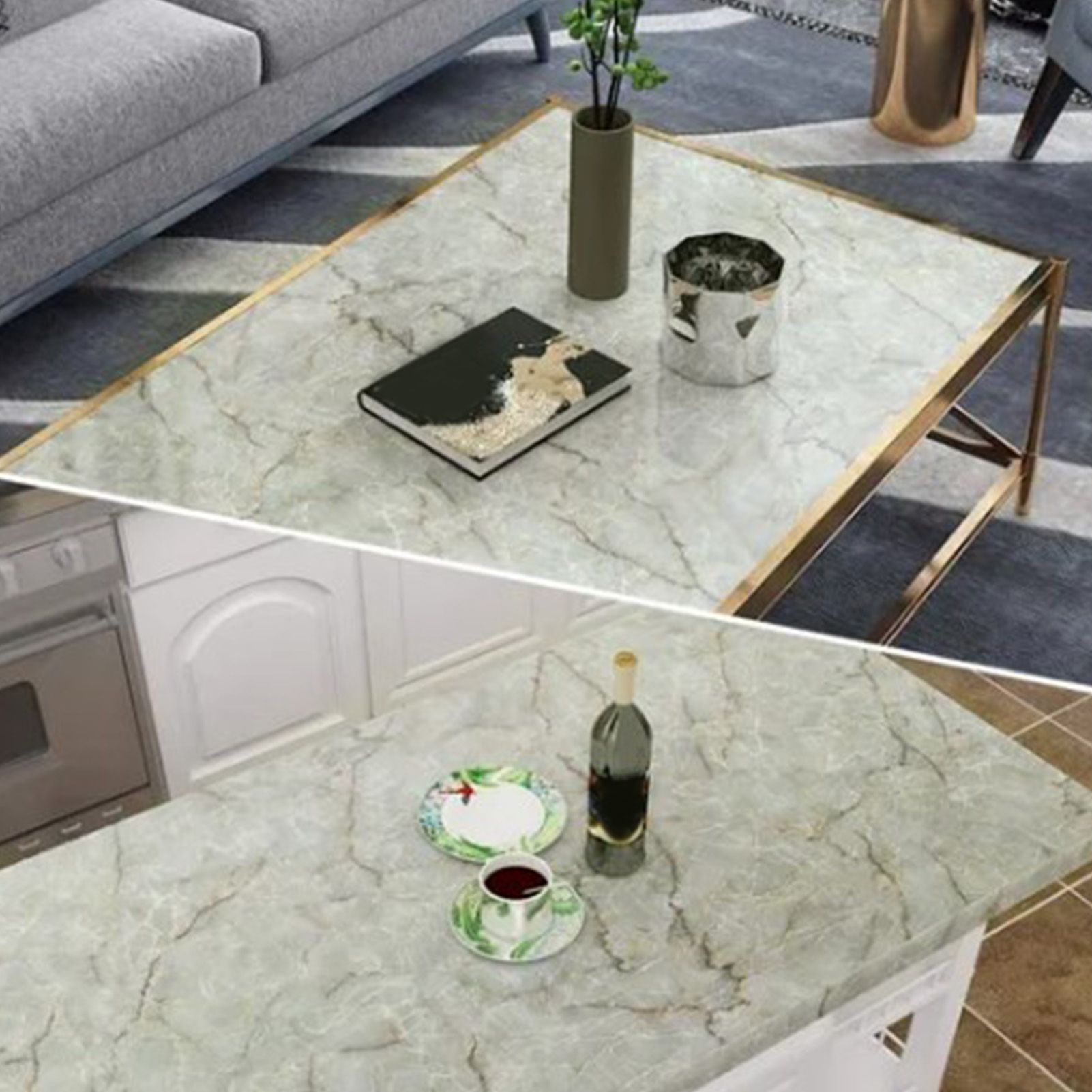Kitchen Self Adhesive Film Marble Grain Waterproof High Temperature Resistance Home Decoration Wallpaper for Kitchen - Image 6