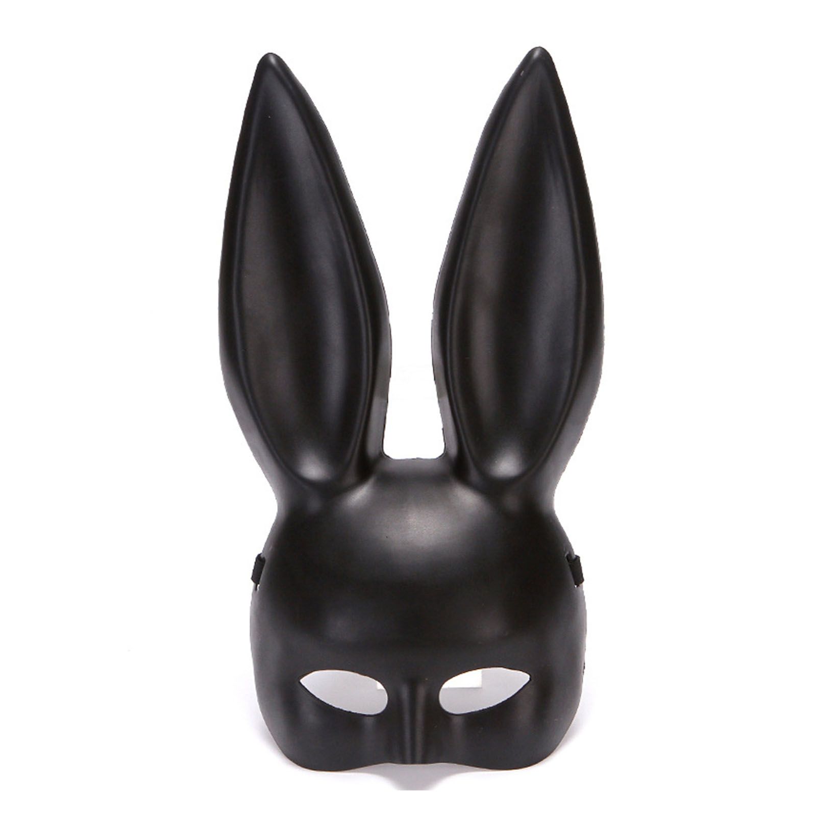 Rabbit Ears Mask Half Face Environmental Protection PVC Masquerade Mask for Parties Costume Matte Black - Image 1