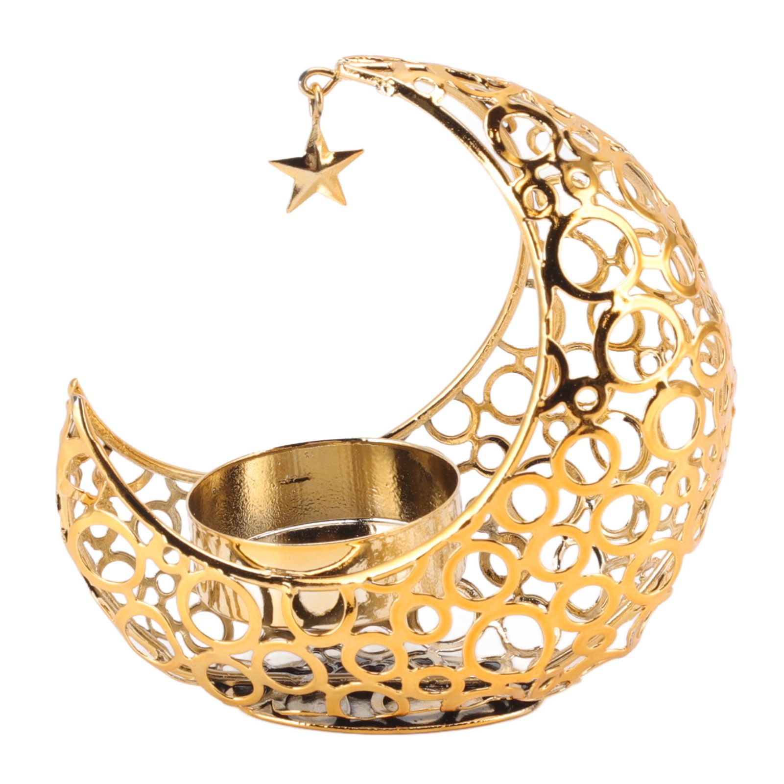 Romantic Moon Candlestick Iron Hollowed Candle Holder for Weddings Christmas Decoration Dining Coffee Table Gold - Image 1