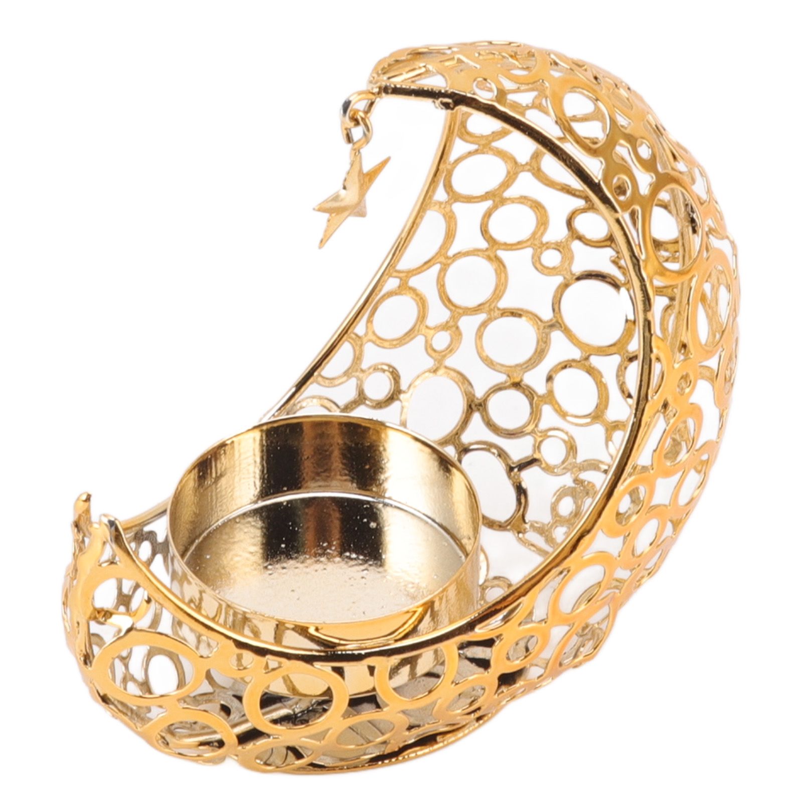 Romantic Moon Candlestick Iron Hollowed Candle Holder for Weddings Christmas Decoration Dining Coffee Table Gold - Image 2
