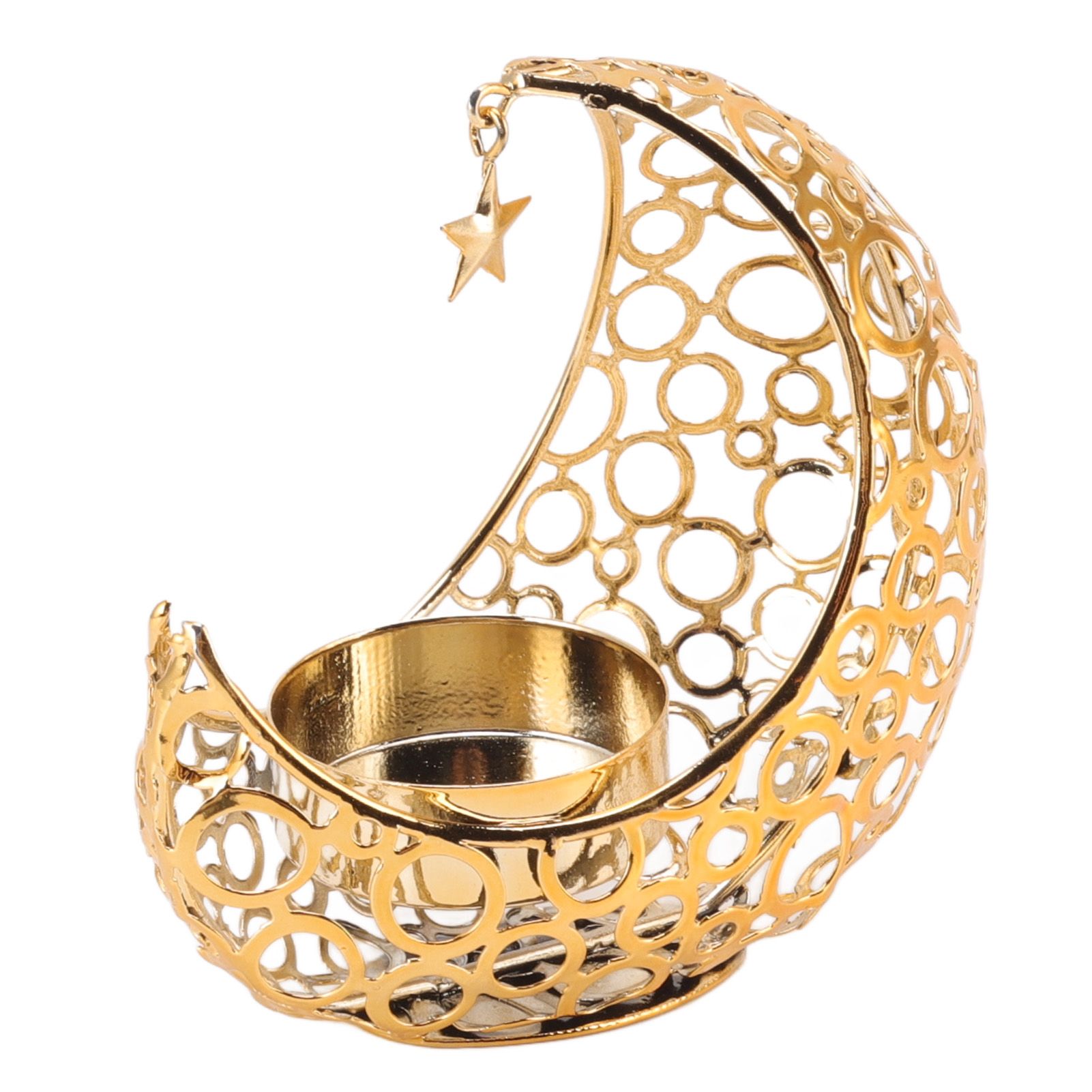 Romantic Moon Candlestick Iron Hollowed Candle Holder for Weddings Christmas Decoration Dining Coffee Table Gold - Image 3