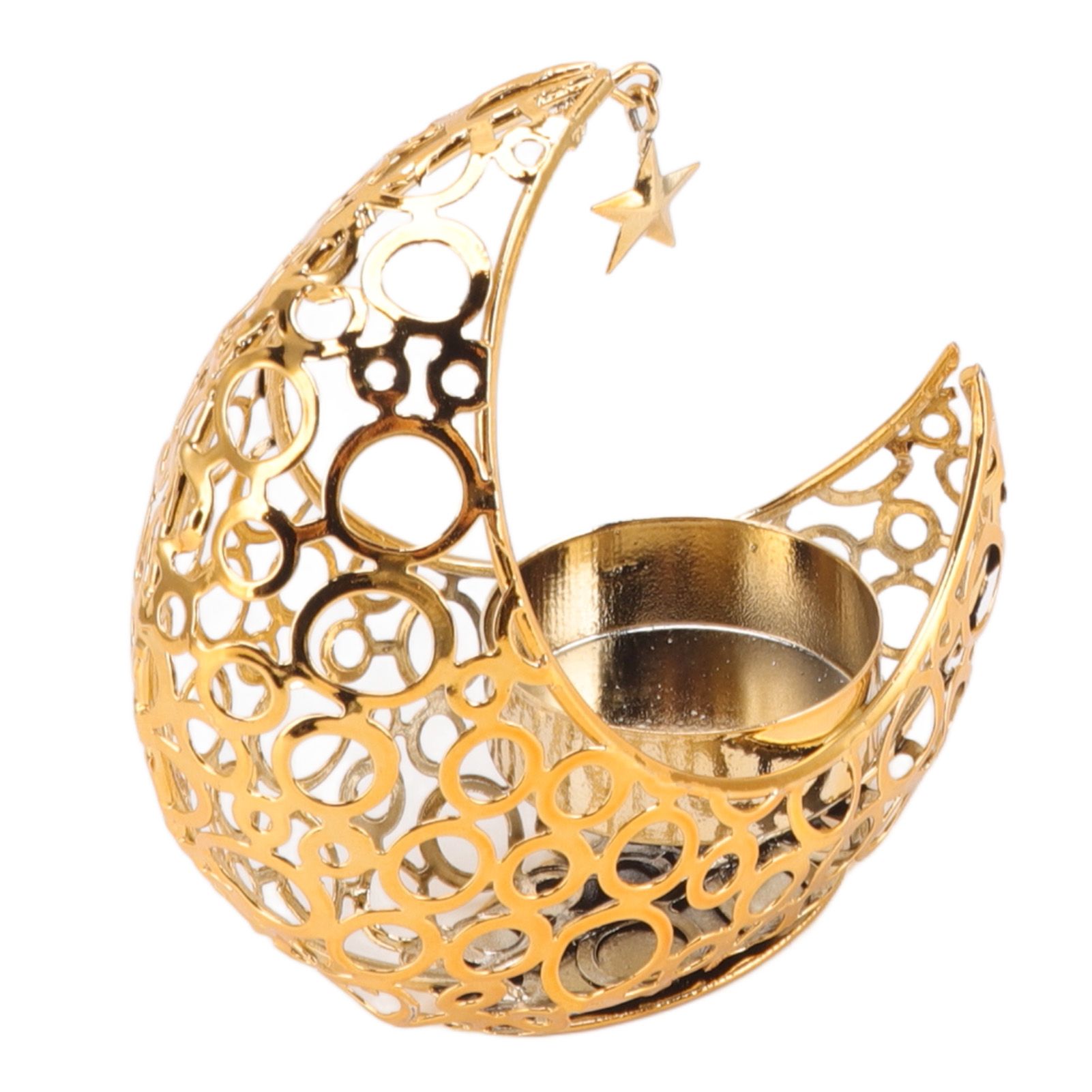 Romantic Moon Candlestick Iron Hollowed Candle Holder for Weddings Christmas Decoration Dining Coffee Table Gold - Image 4