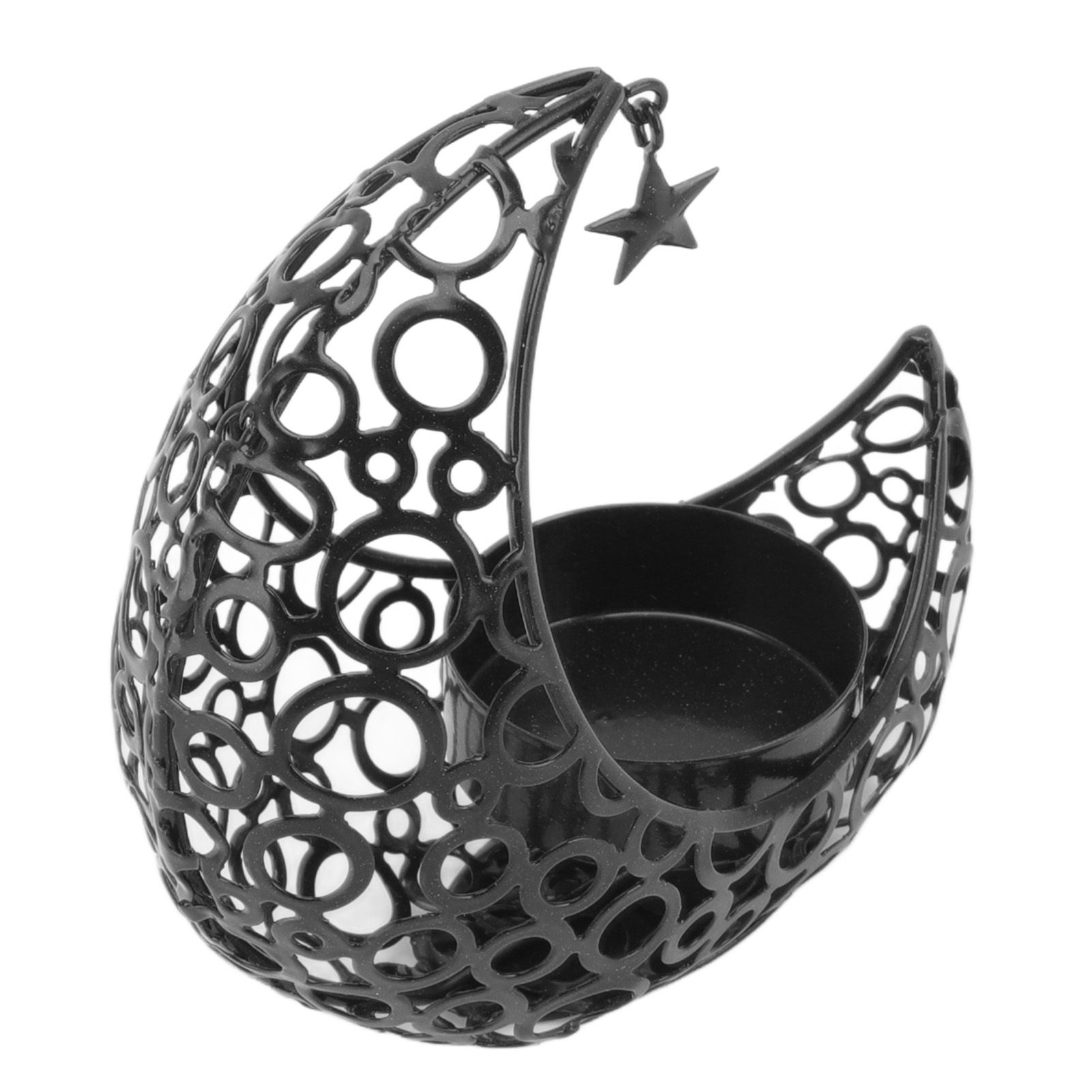 Romantic Moon Candlestick Iron Hollowed Candle Holder for Weddings Christmas Decoration Dining Coffee Table Black - Image 2