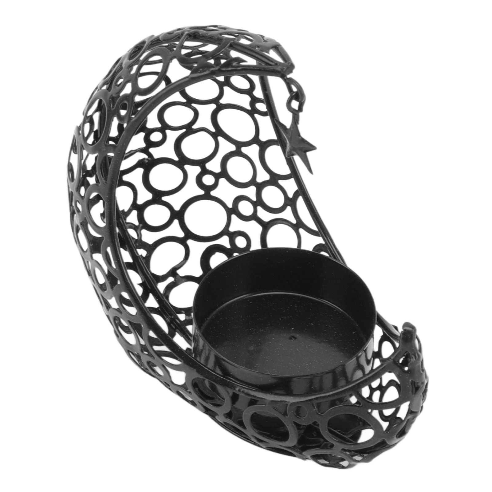Romantic Moon Candlestick Iron Hollowed Candle Holder for Weddings Christmas Decoration Dining Coffee Table Black - Image 4