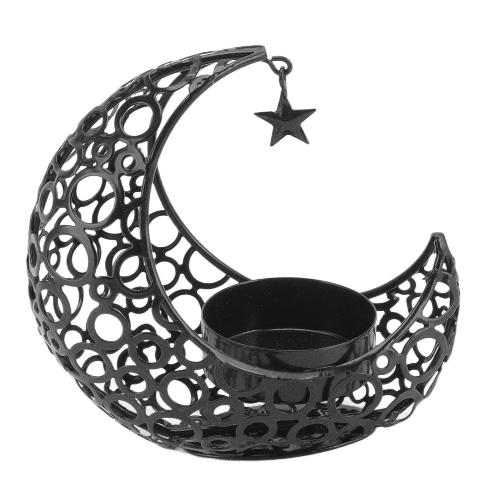 Romantic Moon Candlestick Iron Hollowed Candle Holder for Weddings Christmas Decoration Dining Coffee Table Black - Image 5