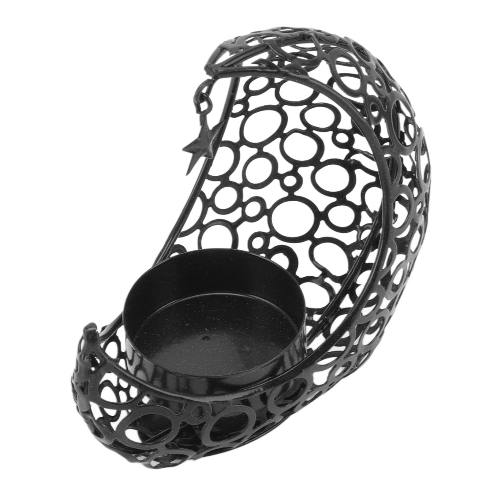 Romantic Moon Candlestick Iron Hollowed Candle Holder for Weddings Christmas Decoration Dining Coffee Table Black - Image 6