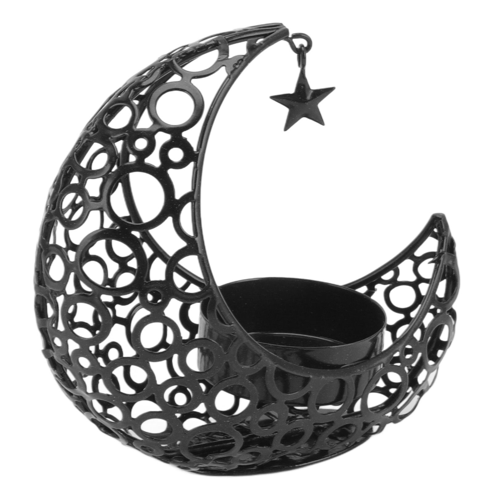 Romantic Moon Candlestick Iron Hollowed Candle Holder for Weddings Christmas Decoration Dining Coffee Table Black - Image 7