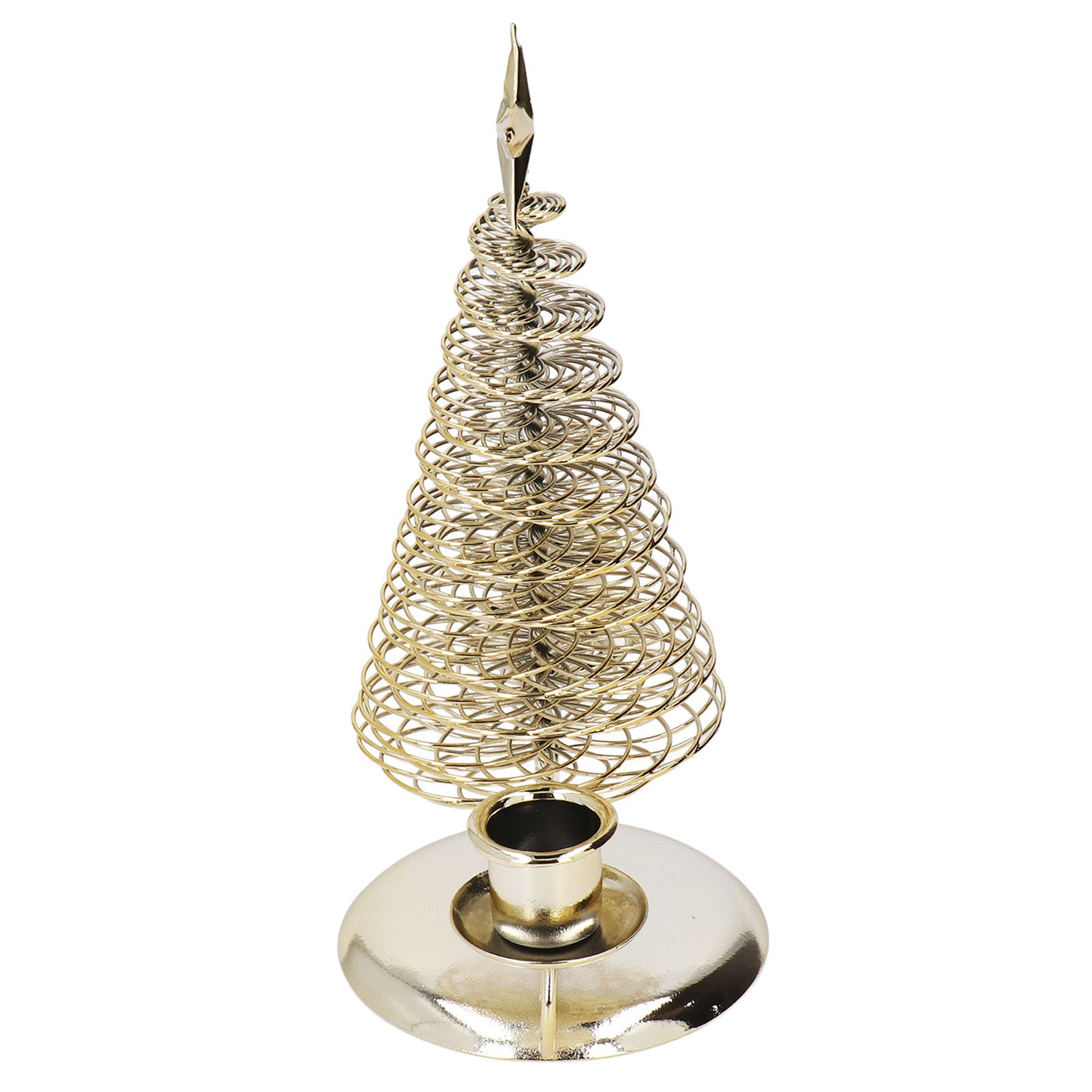 Candlestick Ornaments European Metal Christmas Tree Shape Wax Candle Holder Home Decoration Double Holder Gold - Image 5