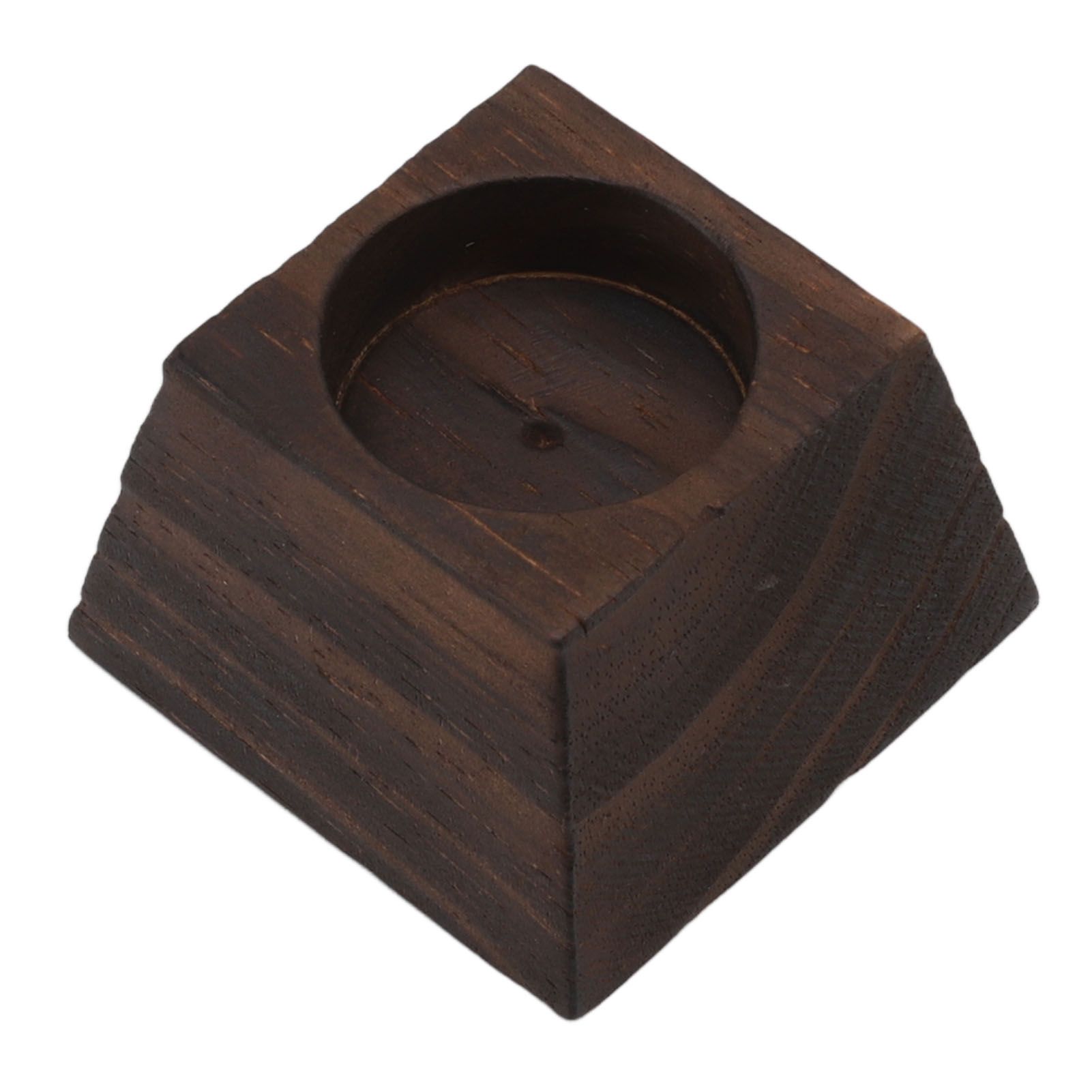 Candle Holder Trapezoid Wood Retro Table Decoration Ornament for Christmas Day Wedding Black Wood - Image 3