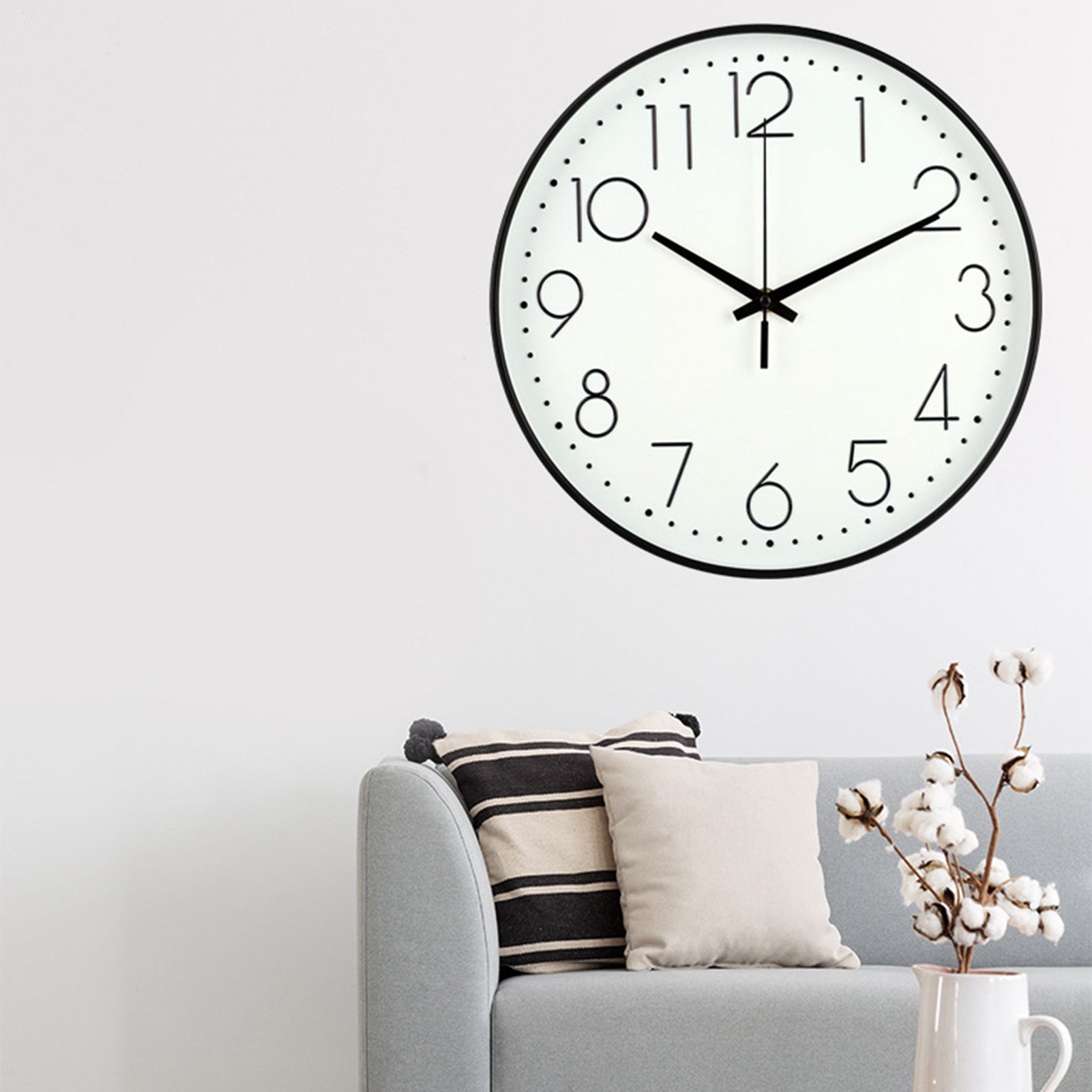 8 Inch Silent Wall Clock Non Ticking Decorative Easy to Read Round Wall Clock for Home Livingroom Black Frame White Bootom Black Word - Image 5