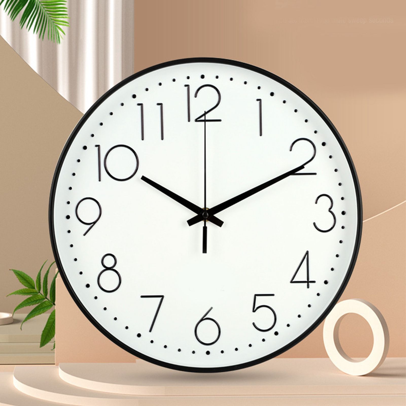 8 Inch Silent Wall Clock Non Ticking Decorative Easy to Read Round Wall Clock for Home Livingroom Black Frame White Bootom Black Word - Image 6
