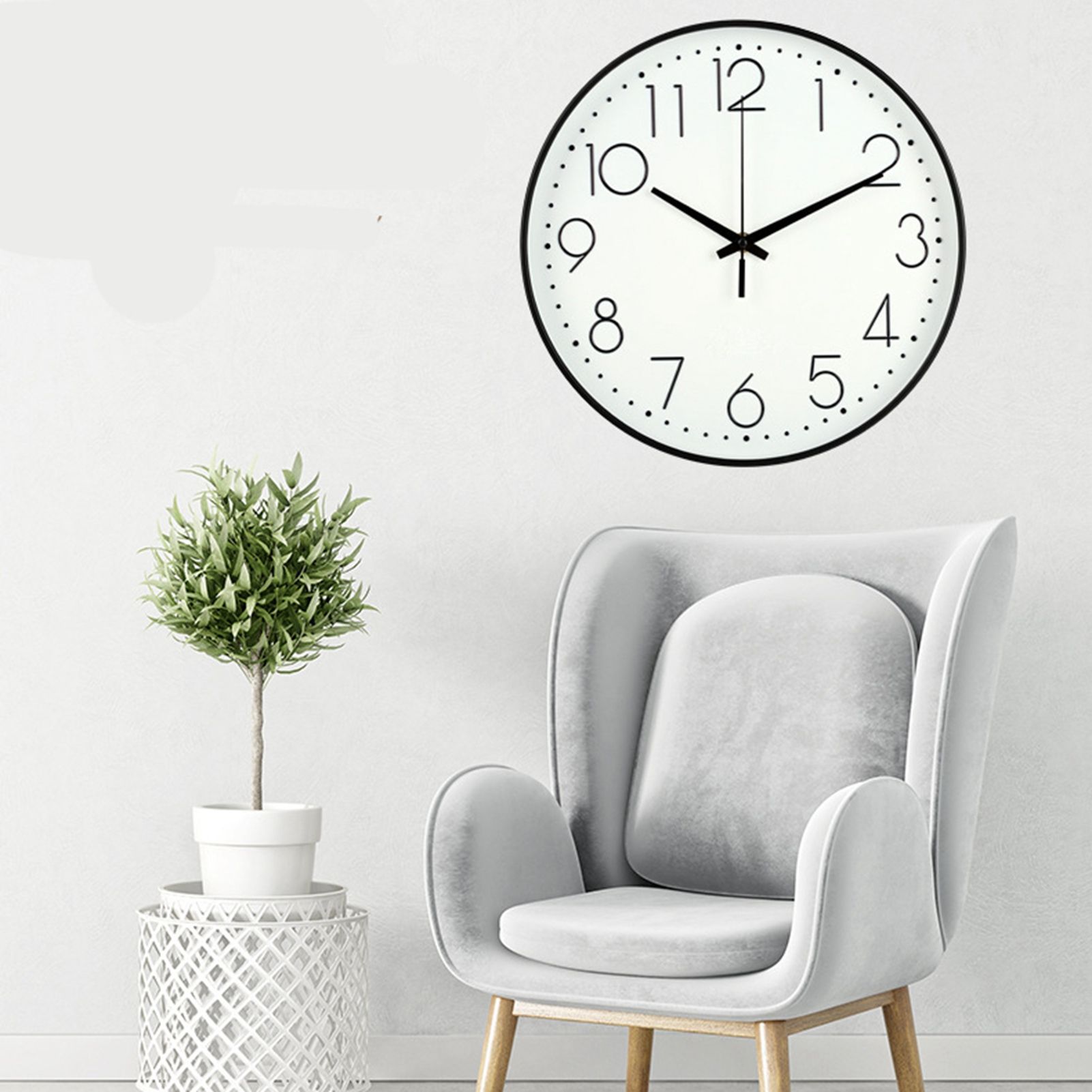 8 Inch Silent Wall Clock Non Ticking Decorative Easy to Read Round Wall Clock for Home Livingroom Black Frame White Bootom Black Word - Image 7