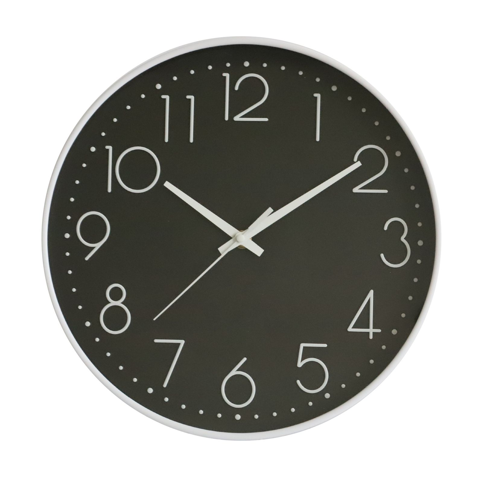 8 Inch Silent Wall Clock Non Ticking Decorative Easy to Read Round Wall Clock for Home Livingroom White Frame Black Bootom White Word - Image 1
