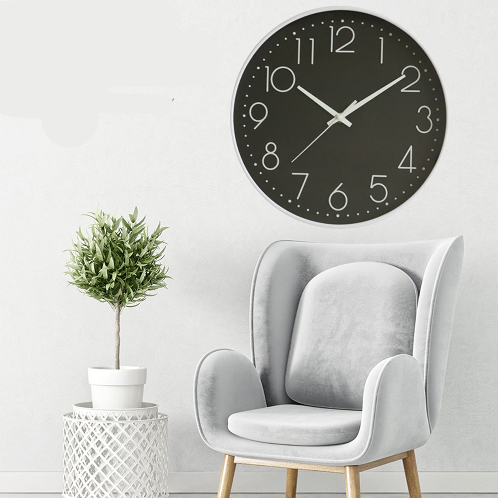 8 Inch Silent Wall Clock Non Ticking Decorative Easy to Read Round Wall Clock for Home Livingroom White Frame Black Bootom White Word - Image 8