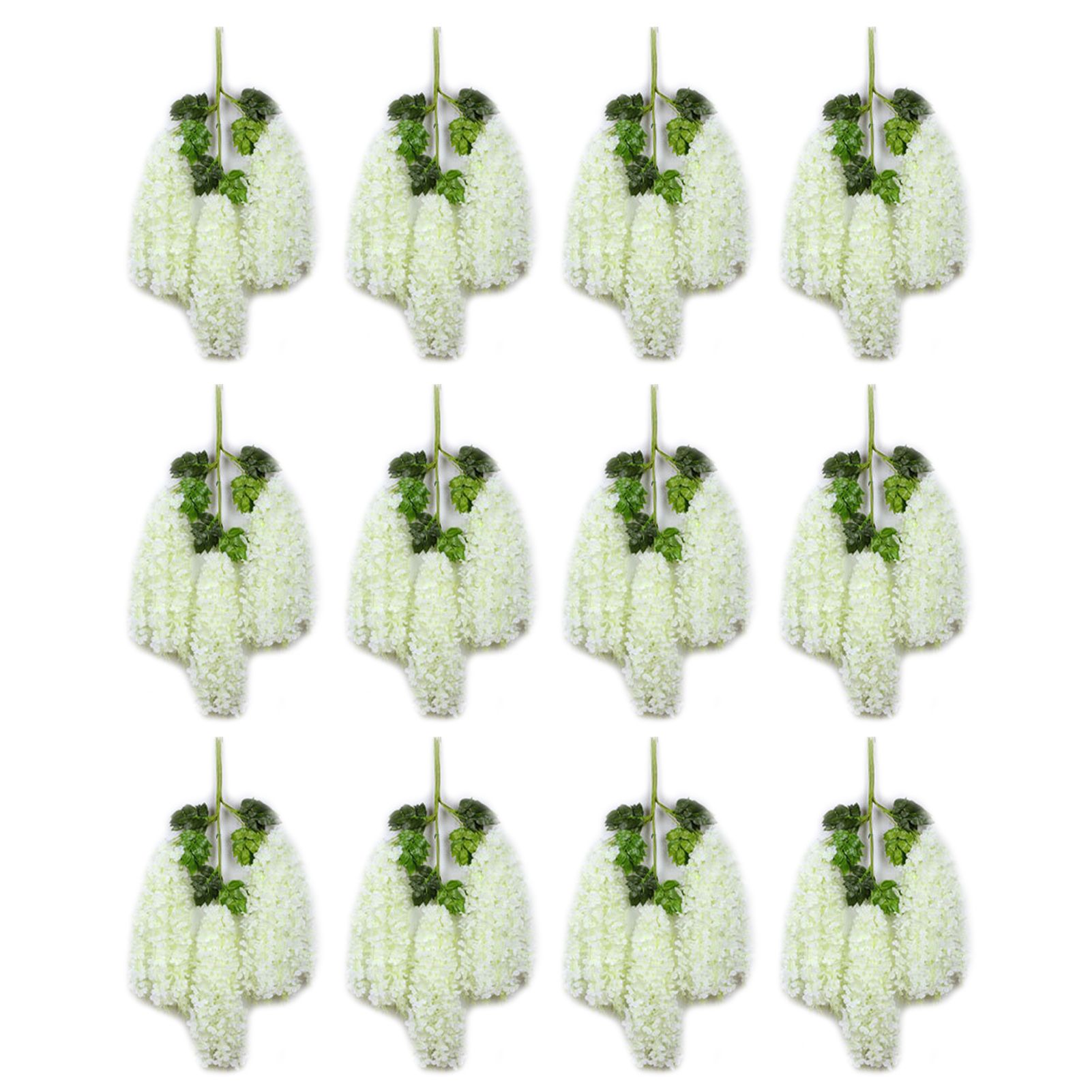 12 Pcs Artificial Wisteria Pure White Exquisite Simulated Wisteria Decoration for Weddings Outdoor Ceremonies - Image 2