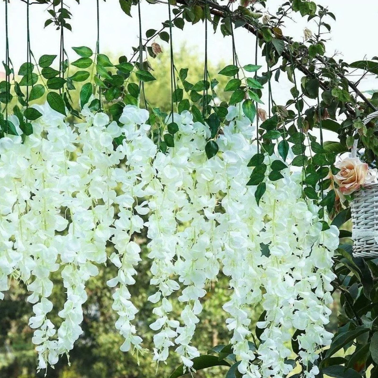 12 Pcs Artificial Wisteria Pure White Exquisite Simulated Wisteria Decoration for Weddings Outdoor Ceremonies - Image 5