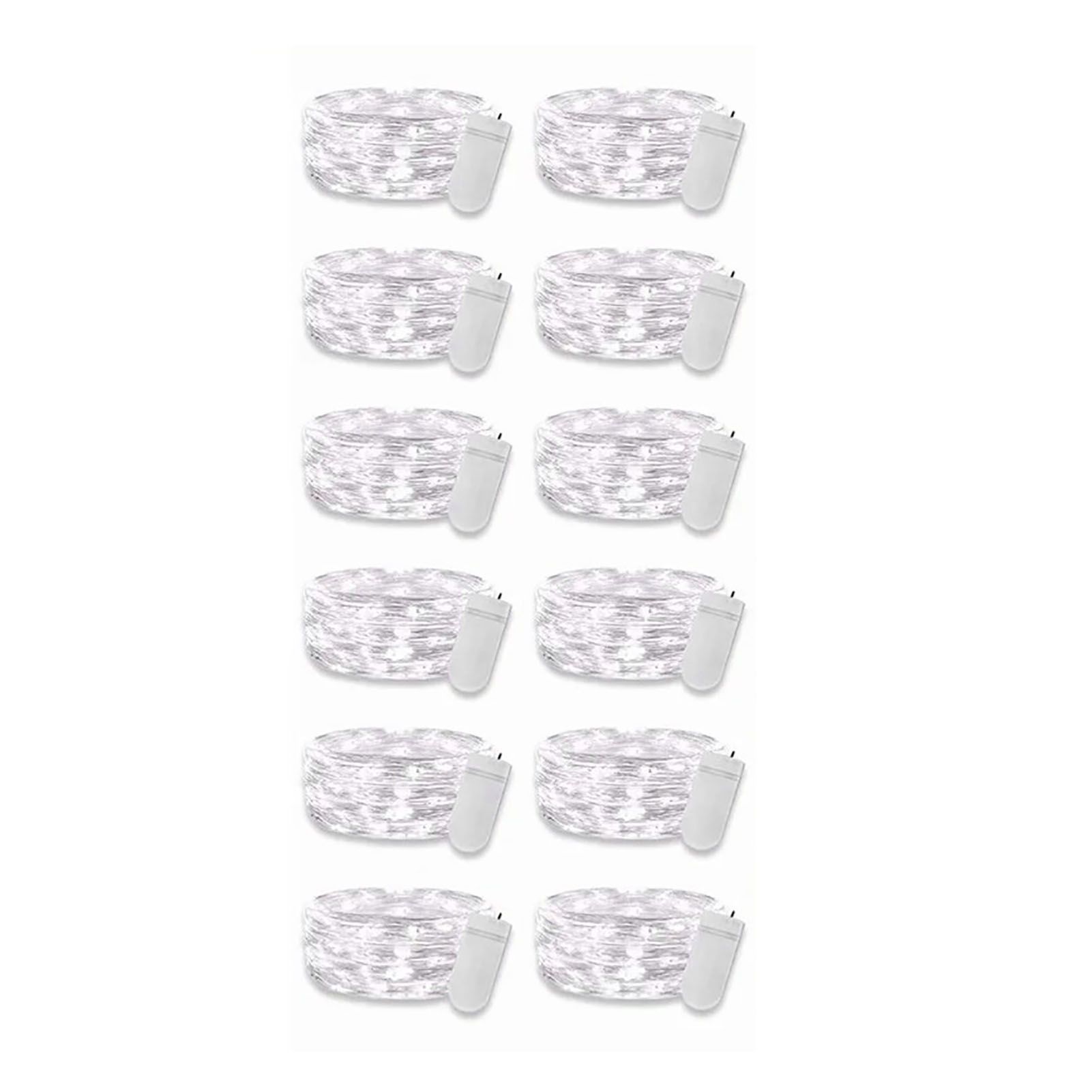 12PCS 0.03W Button String Lights Cold White Light 20 LED 3V Flexible IP65 Waterproof for Wedding Party Bedroom - Image 1