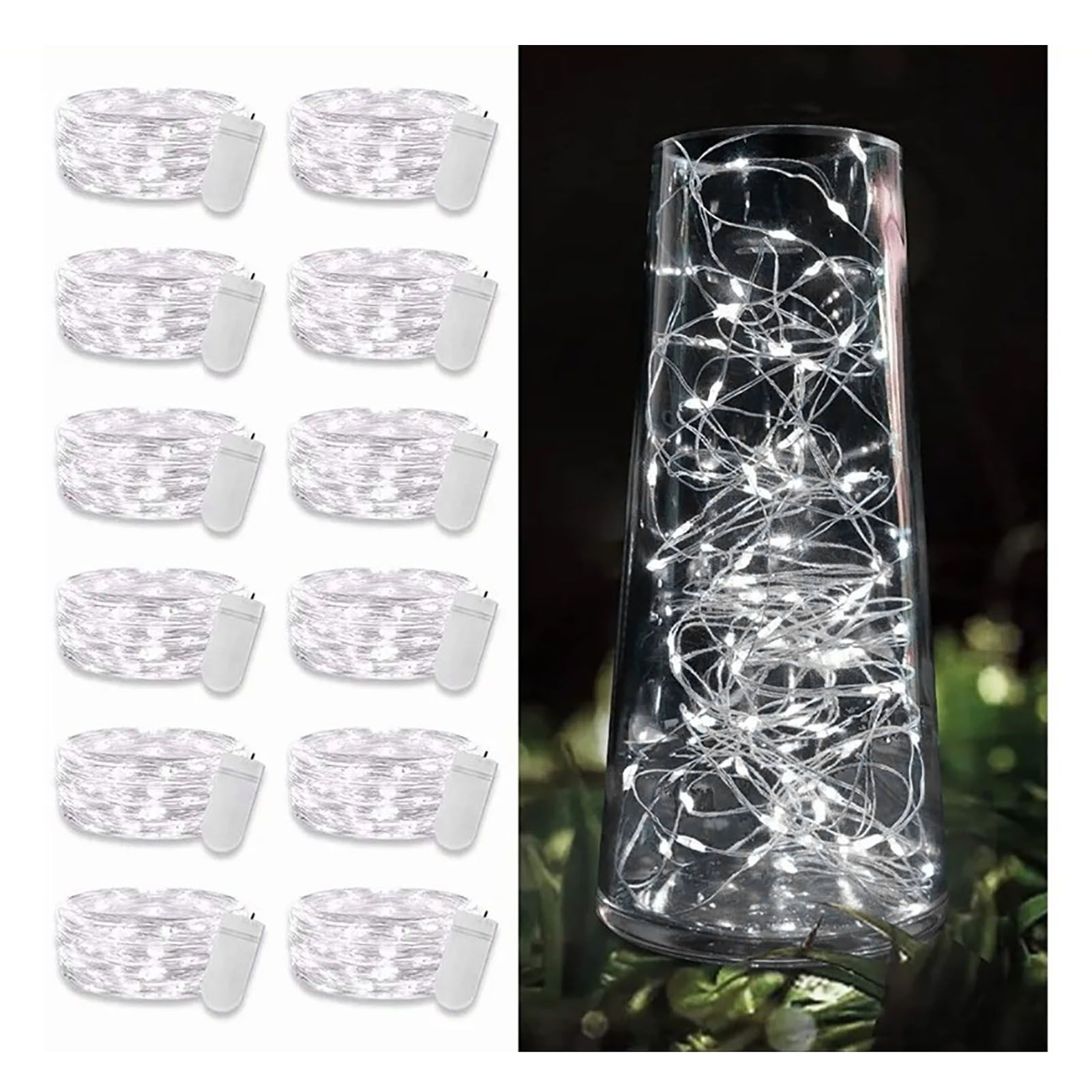 12PCS 0.03W Button String Lights Cold White Light 20 LED 3V Flexible IP65 Waterproof for Wedding Party Bedroom - Image 5